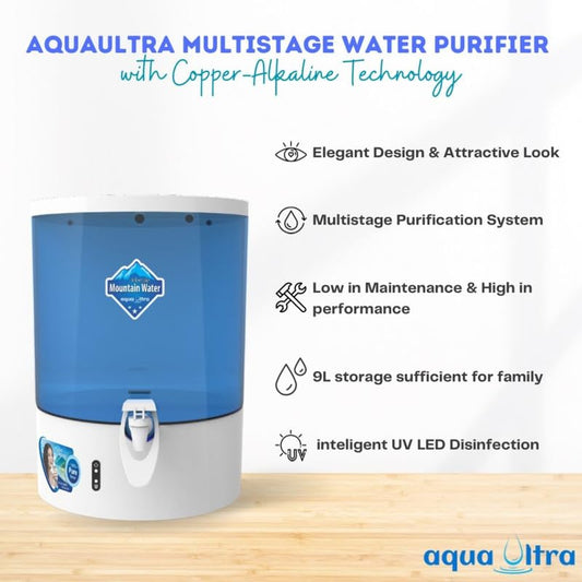 Aqua Ultra Mountain water Copper +zinc+ alkaline 9-L RO+UV Water Filter Purifier