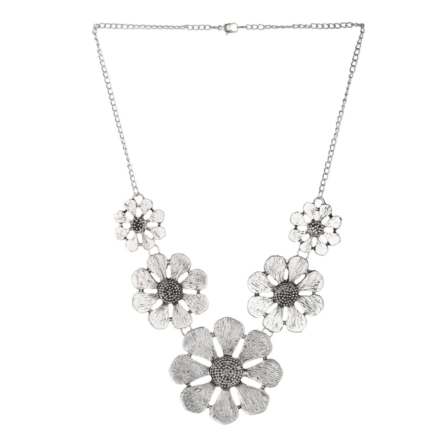 Oxidised Flower Shape Necklace-Necklace Set-ONESKYSHOP