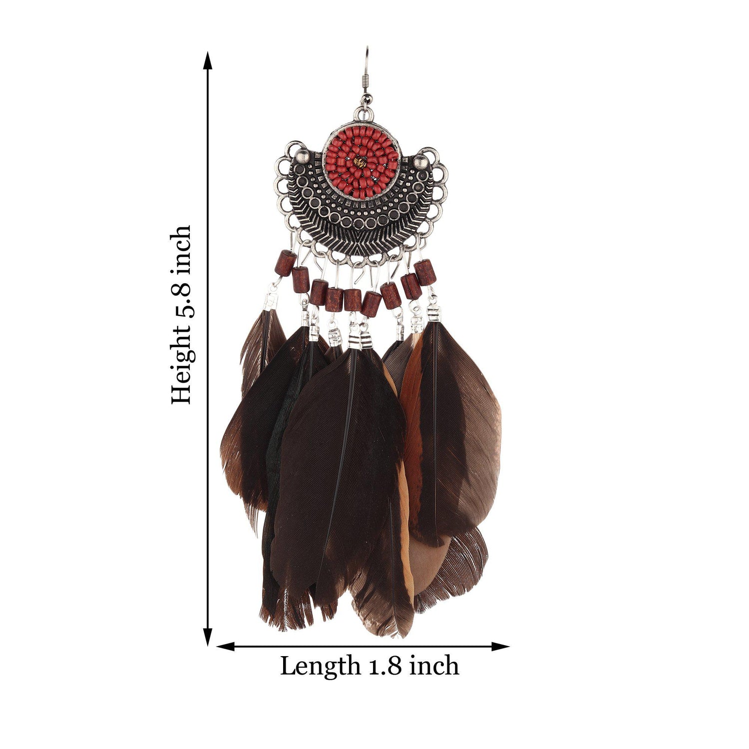 Geometric Eclipsed With Feather Danglers-Earrings-ONESKYSHOP