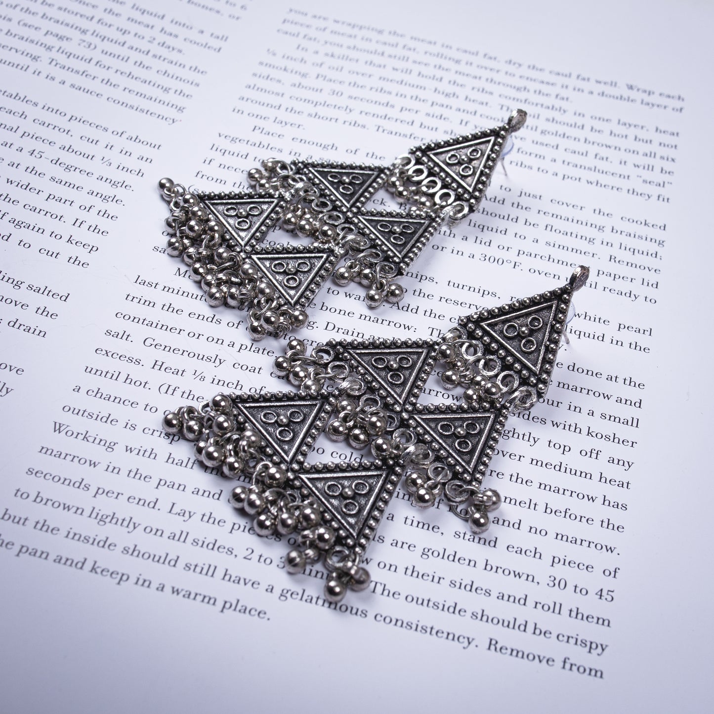 Designer Oxidised Triangle Shape Hanging Earrings