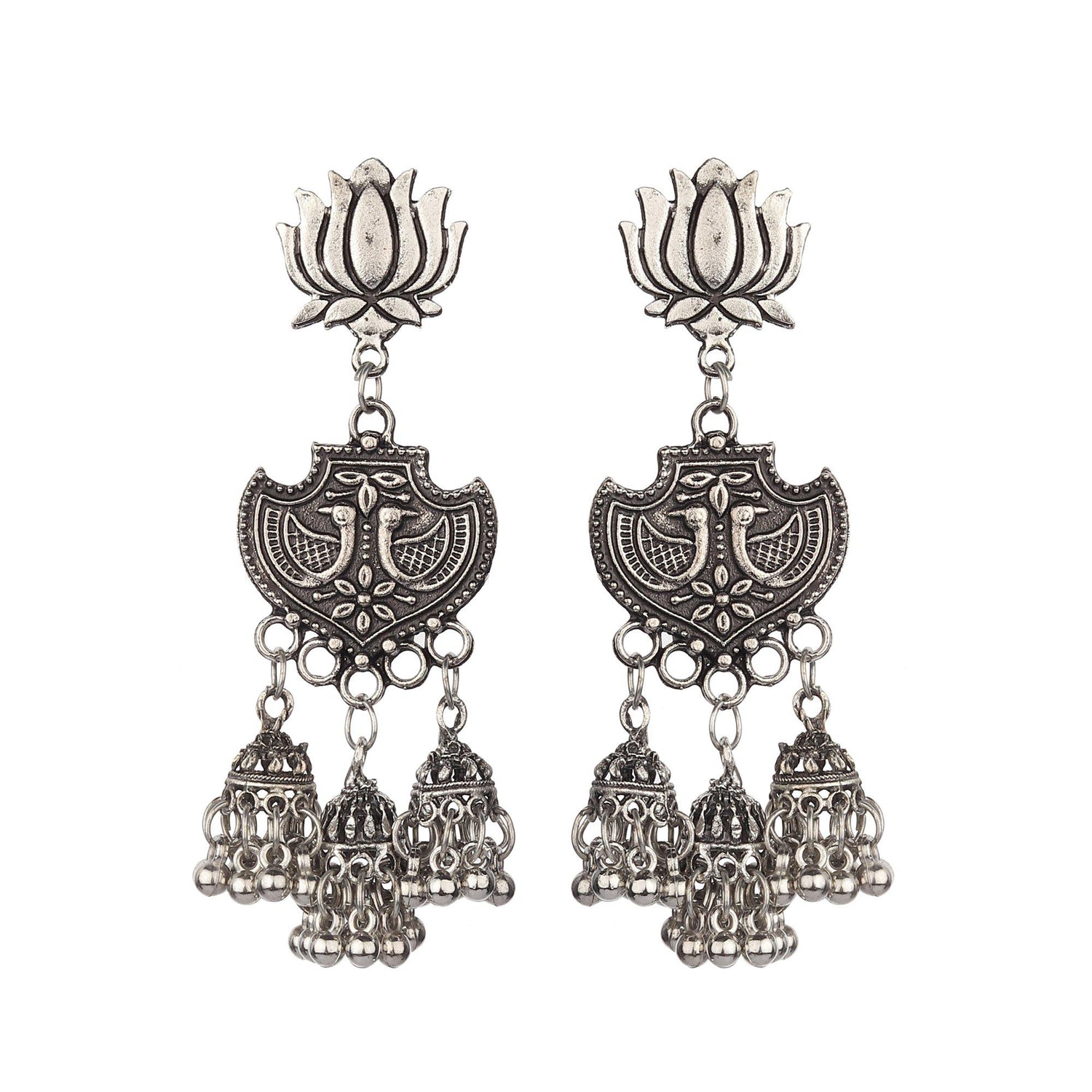 Long Lotus Dangling Earrings.-Necklace Set-ONESKYSHOP