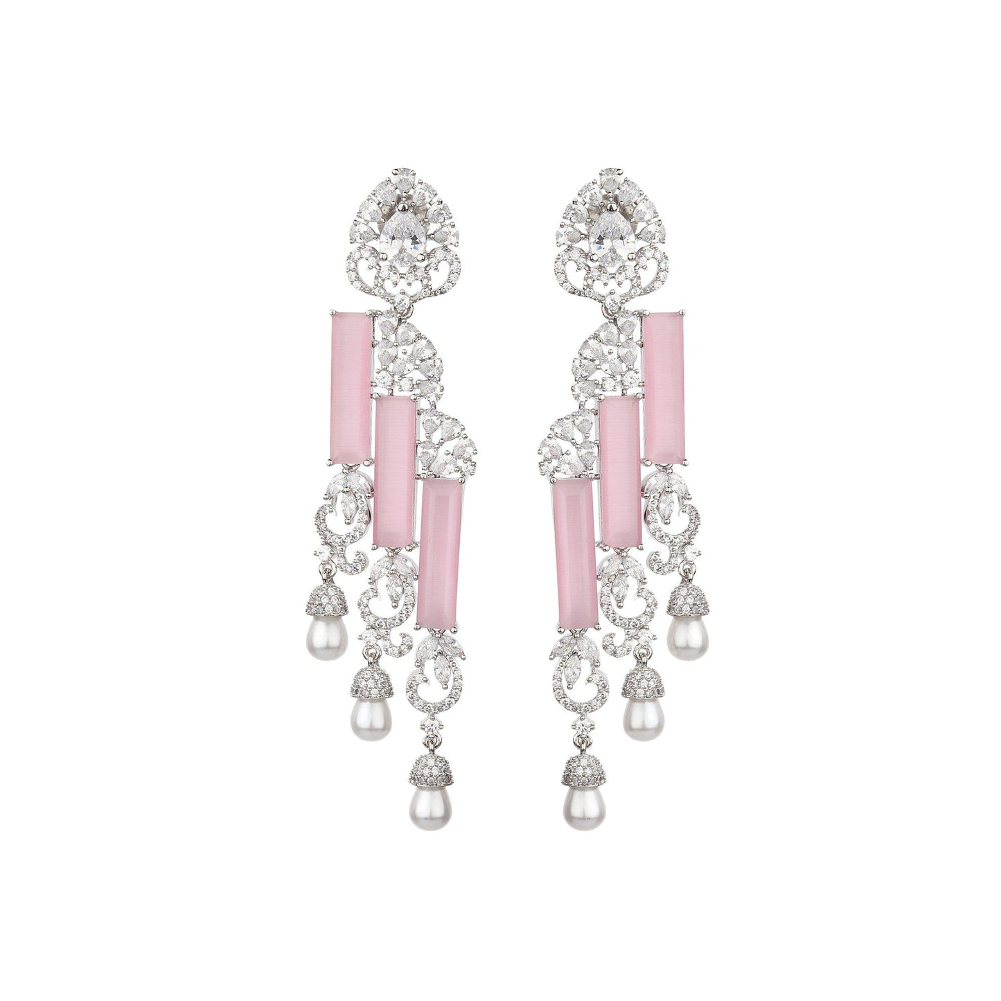 Pink Studded Earrings-Necklace Set-ONESKYSHOP