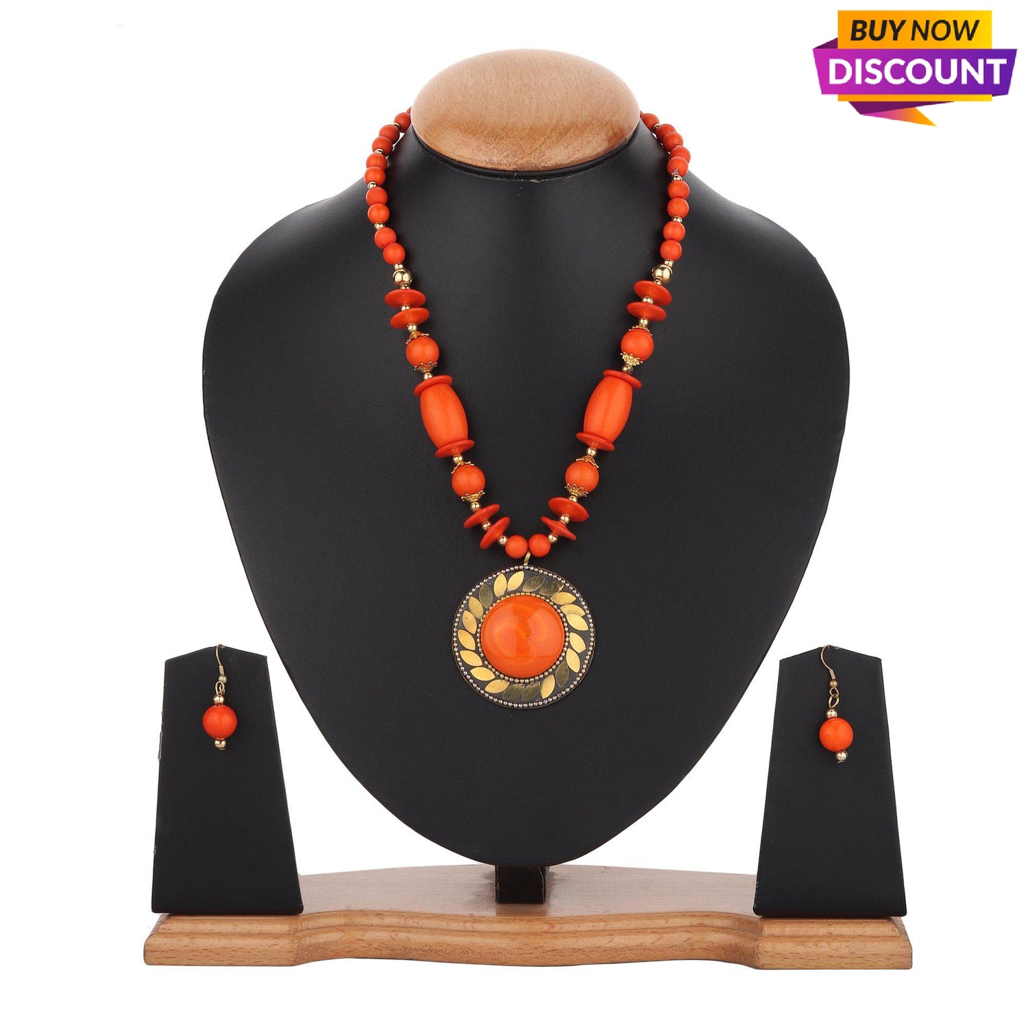 Orange Junk Handmade Beaded African Necklace-Necklace Set-ONESKYSHOP