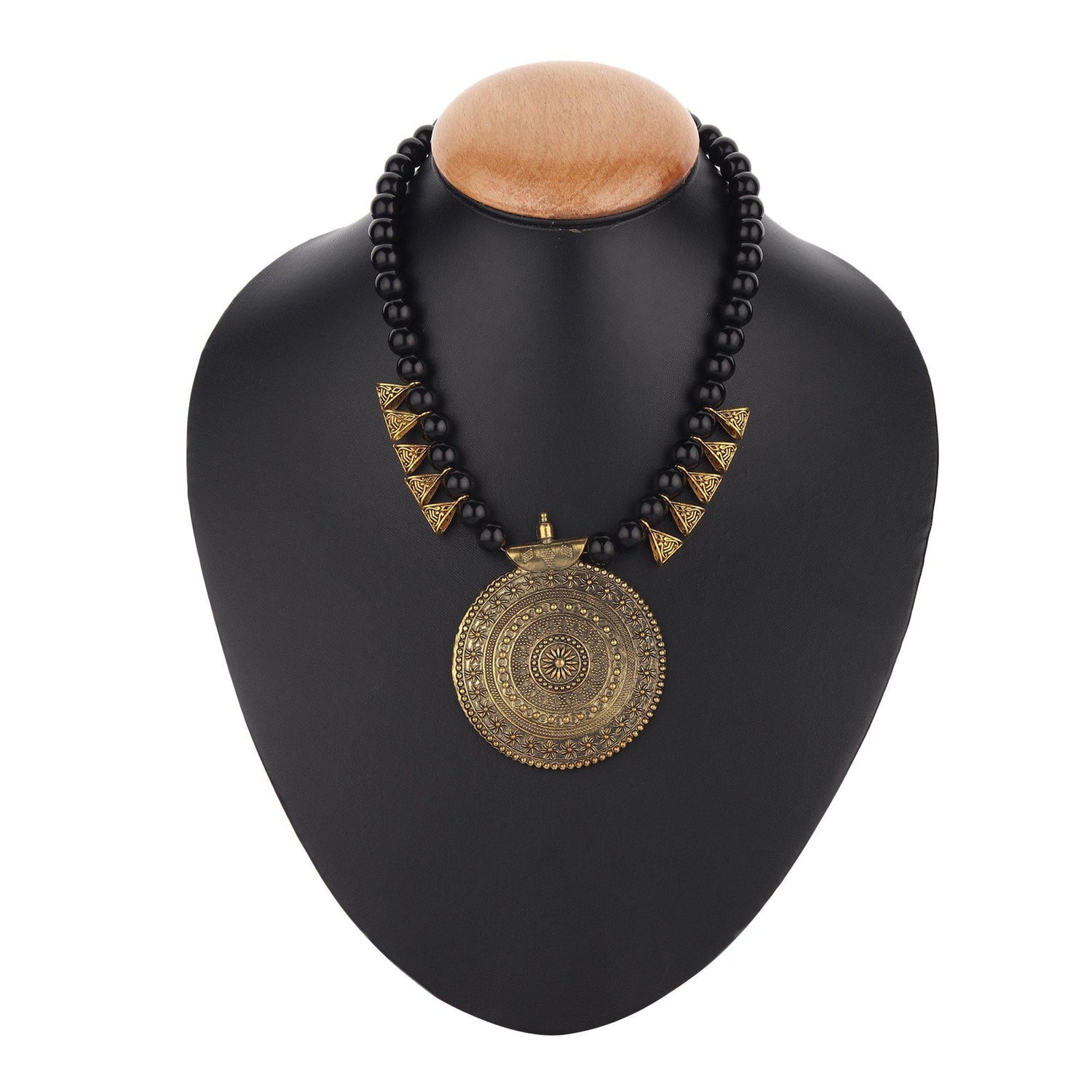 Black and Golden Beaded Handmade Necklace-Necklace-ONESKYSHOP