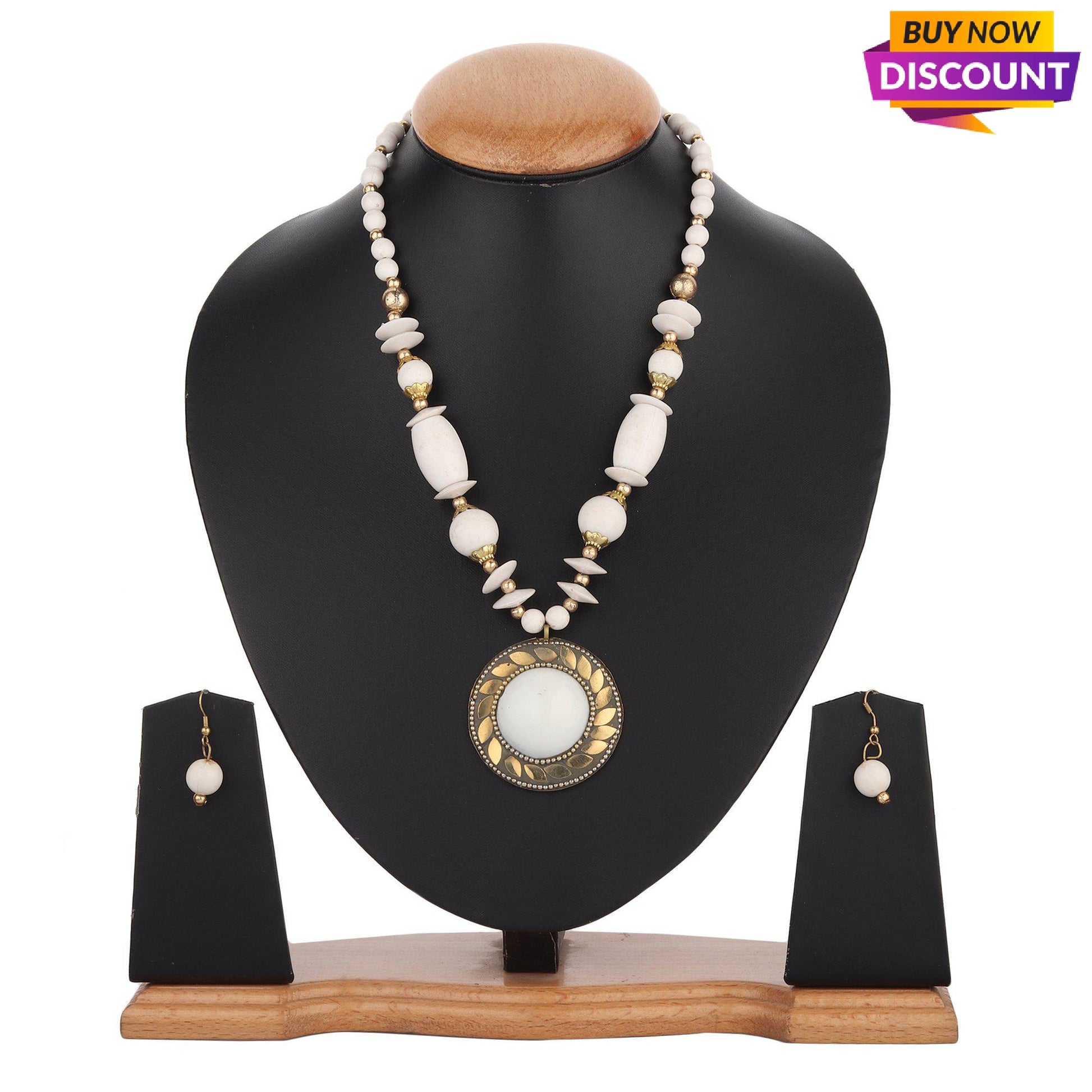 White Junk Handmade Beaded African Necklace-Necklace Set-ONESKYSHOP