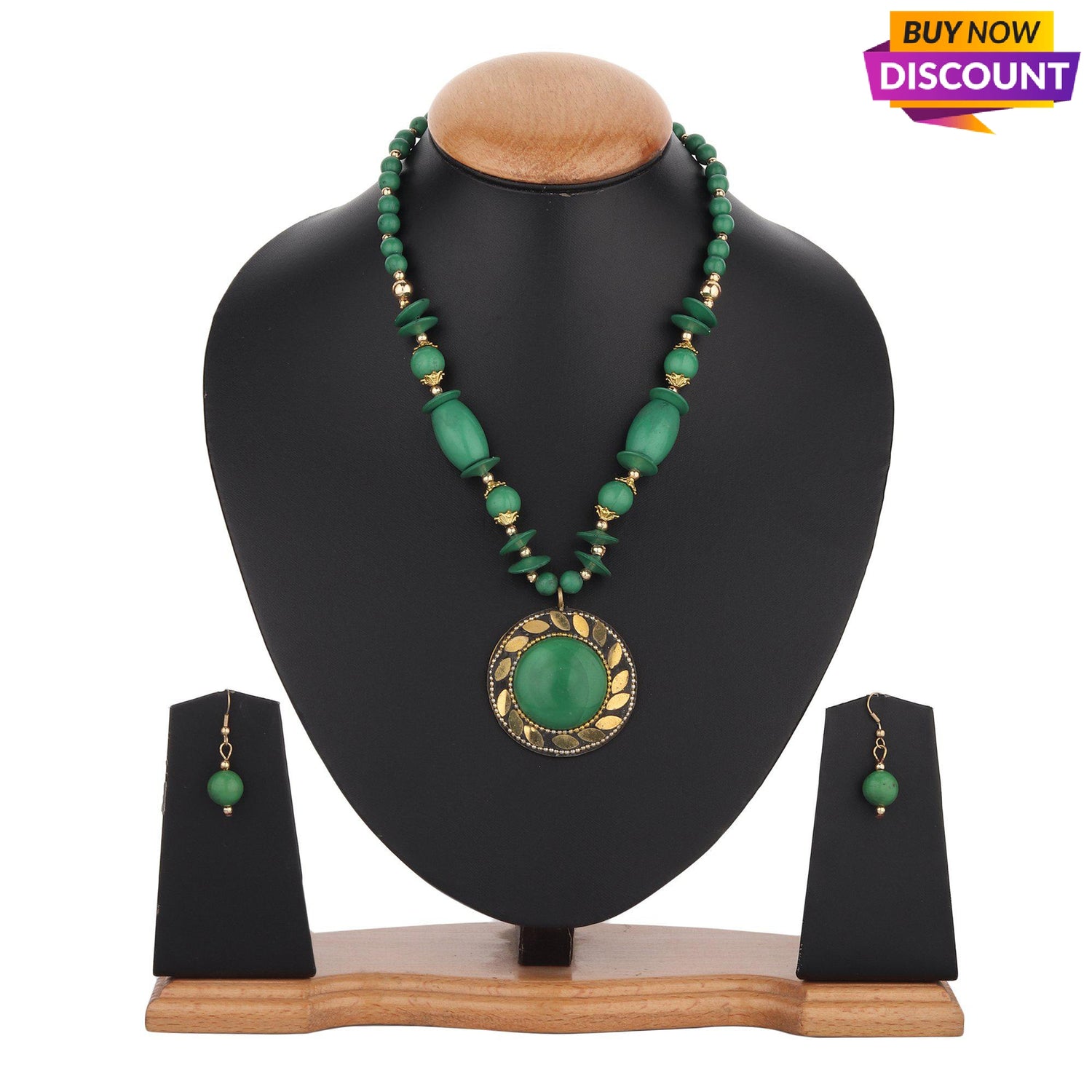 Green Junk Handmade Beaded African Necklace-Necklace Set-ONESKYSHOP