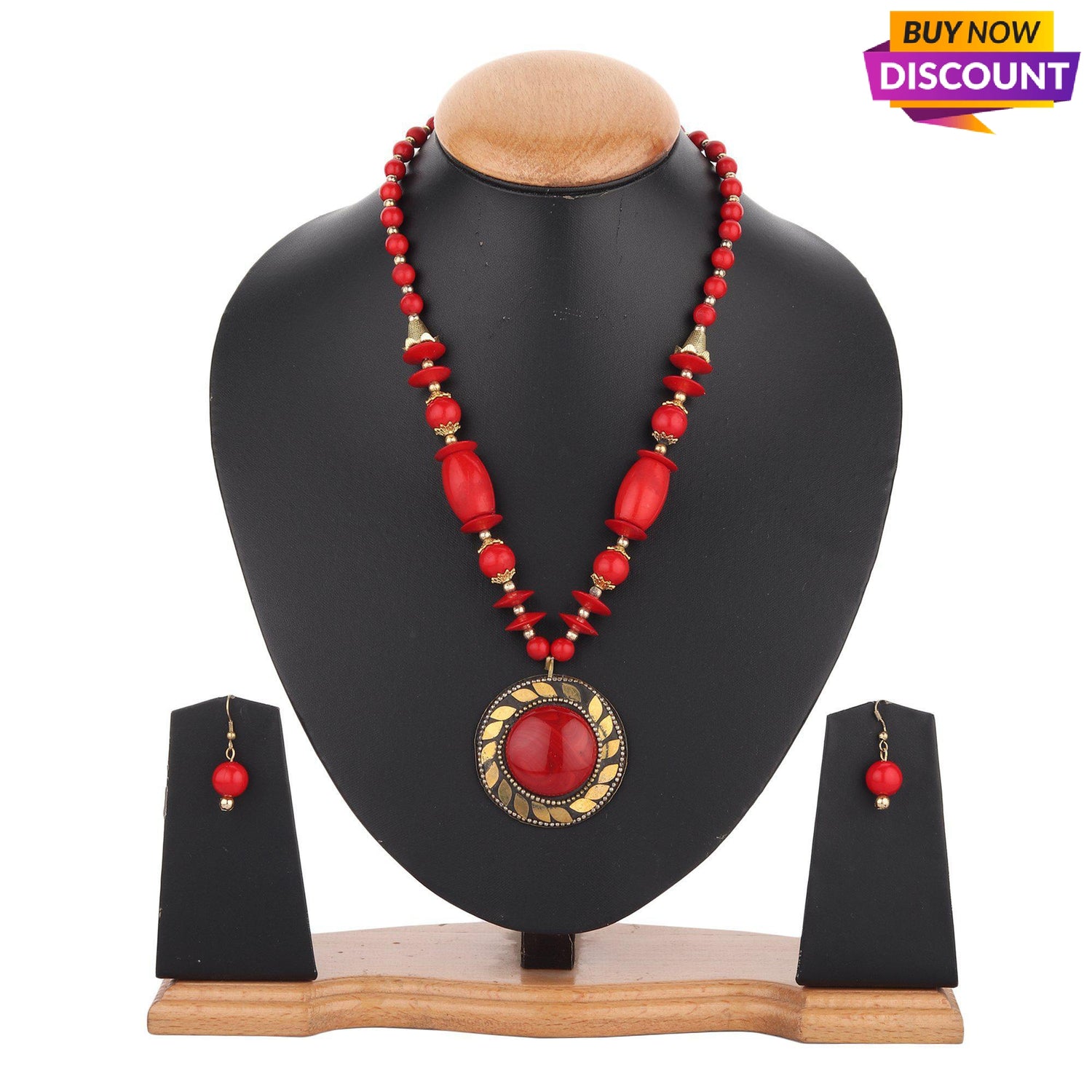Red Junk Handmade Beaded African Necklace-Necklace Set-ONESKYSHOP