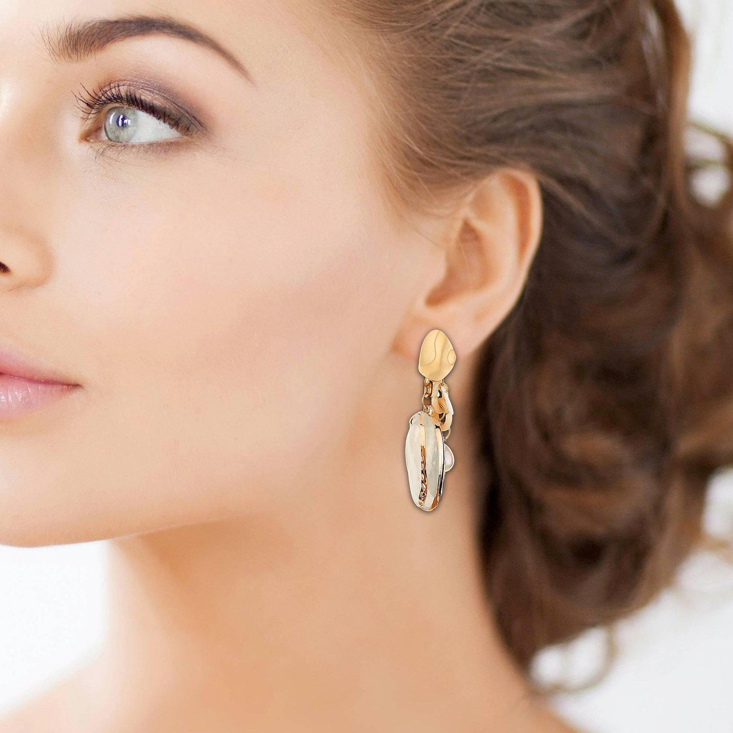 Crystal Pearl & Metal Dangler Earrings-Earrings-ONESKYSHOP