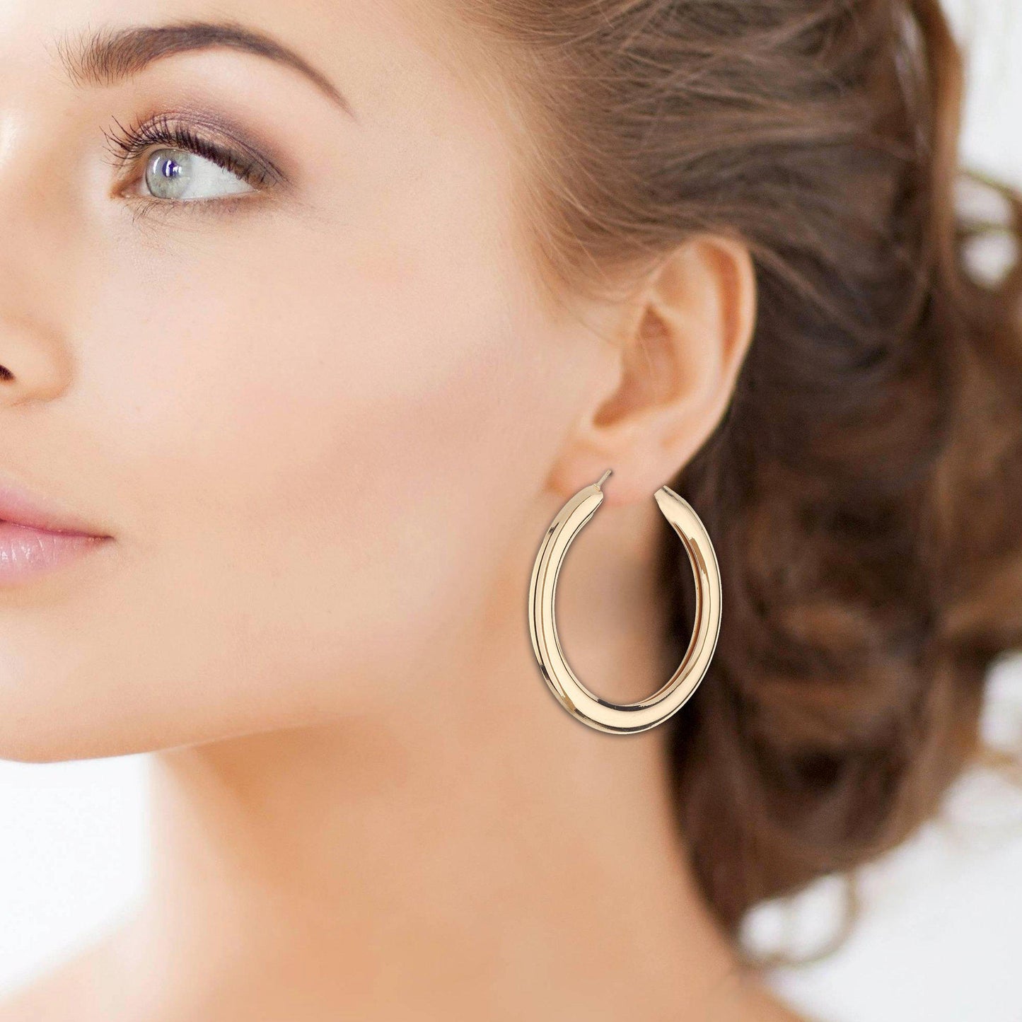 Gold Plated Circle Hoop Earrings-Earrings-ONESKYSHOP