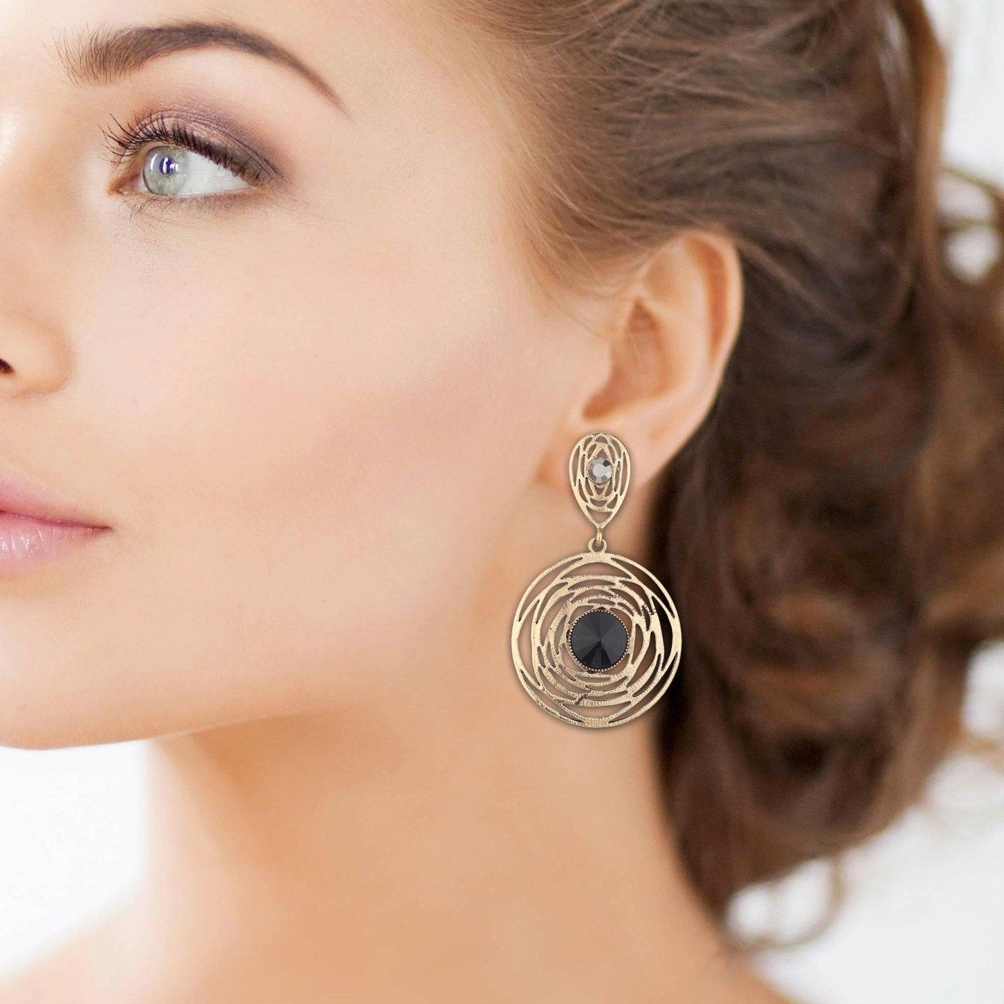 Designer Party Wear Circle Shape Hanging Earrings-Earrings-ONESKYSHOP