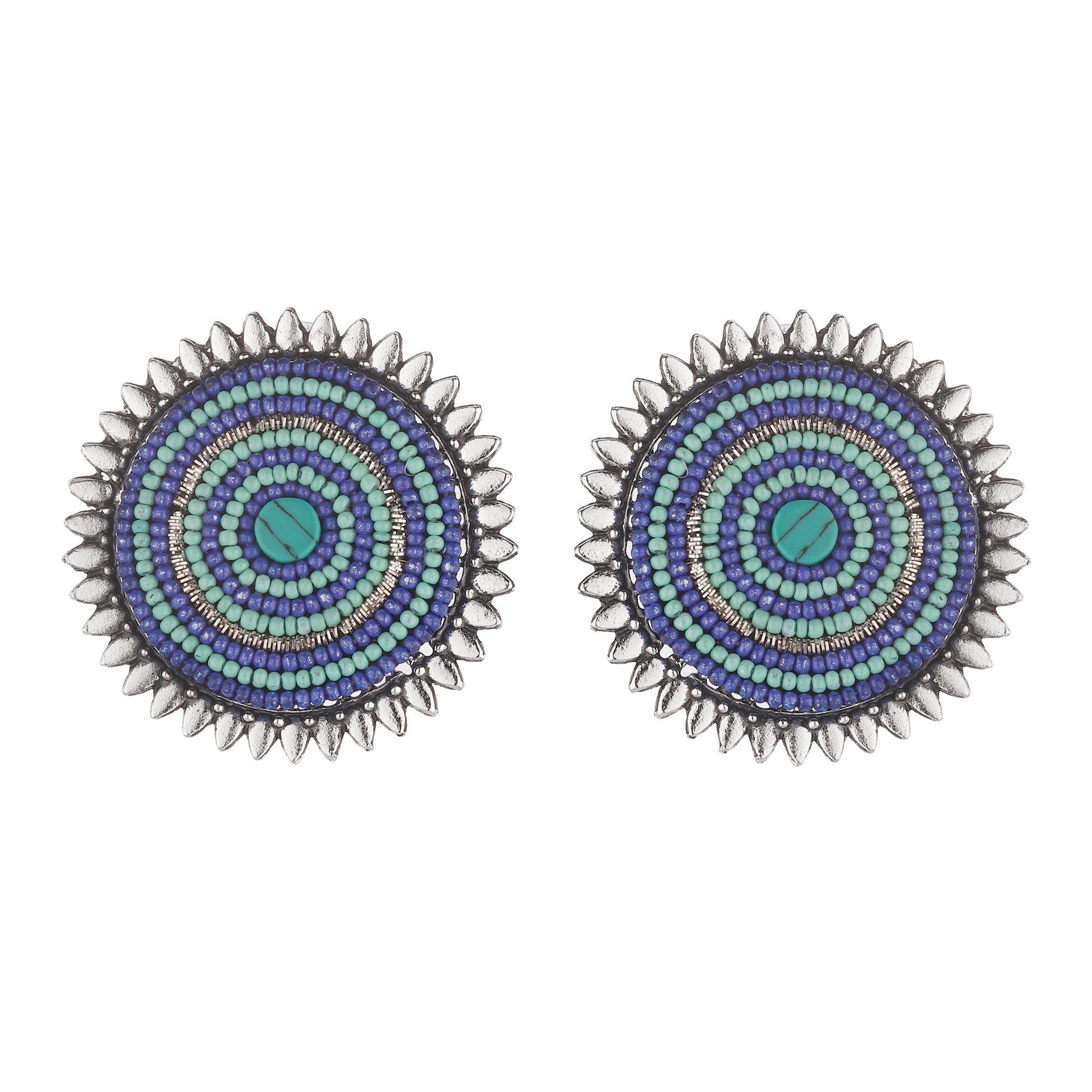 Blue Classy Ravishing Embellished Studs-Earrings-ONESKYSHOP