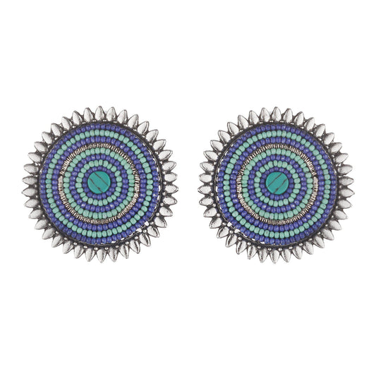 Blue Classy Ravishing Embellished Studs-Earrings-ONESKYSHOP