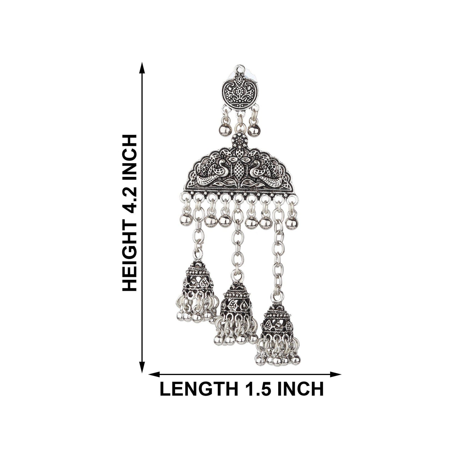 Peacock Style Chandbali Hanging Earrings-Earrings-ONESKYSHOP