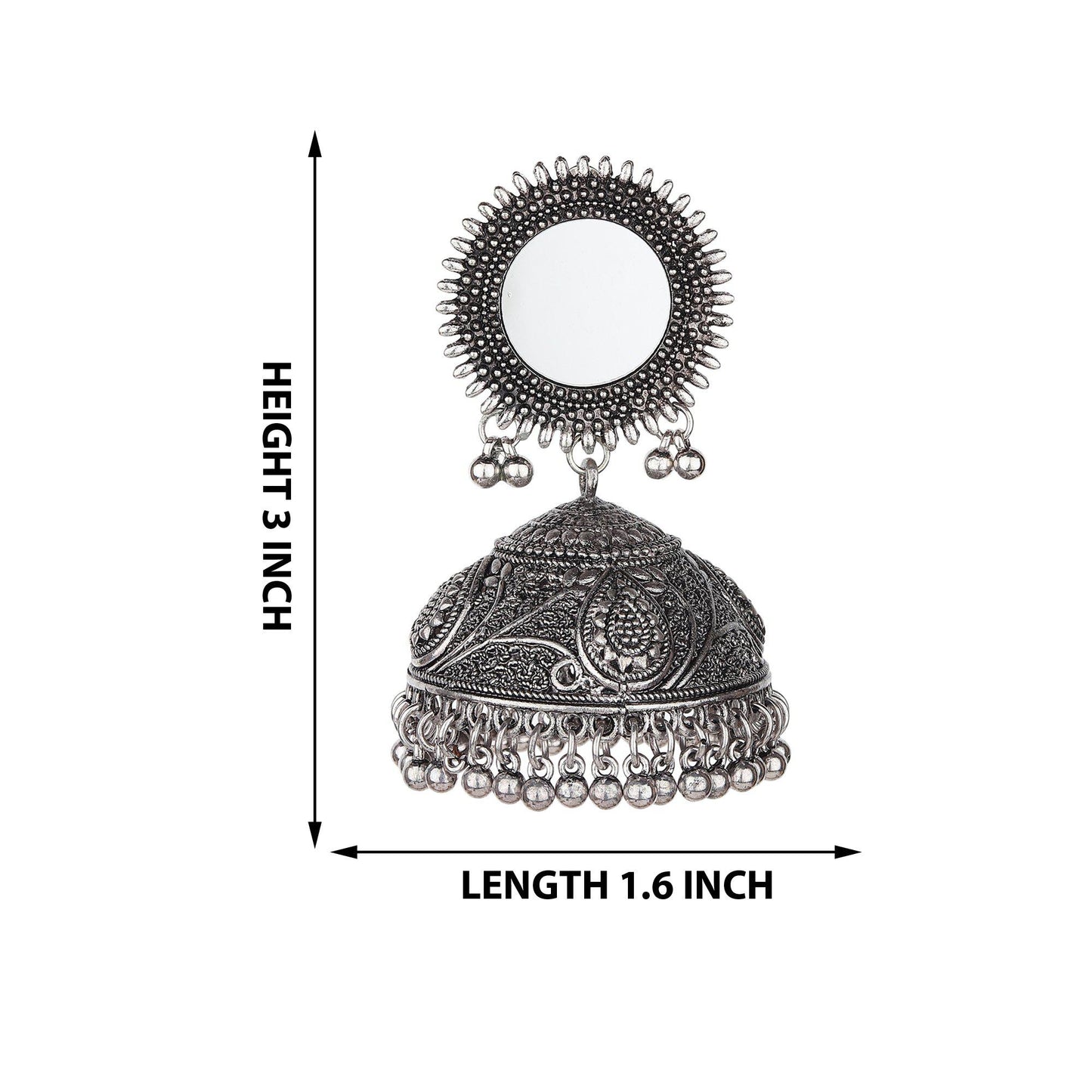 Ethnic Dome Shape Mirror Motif Jhumkas-Earrings-ONESKYSHOP