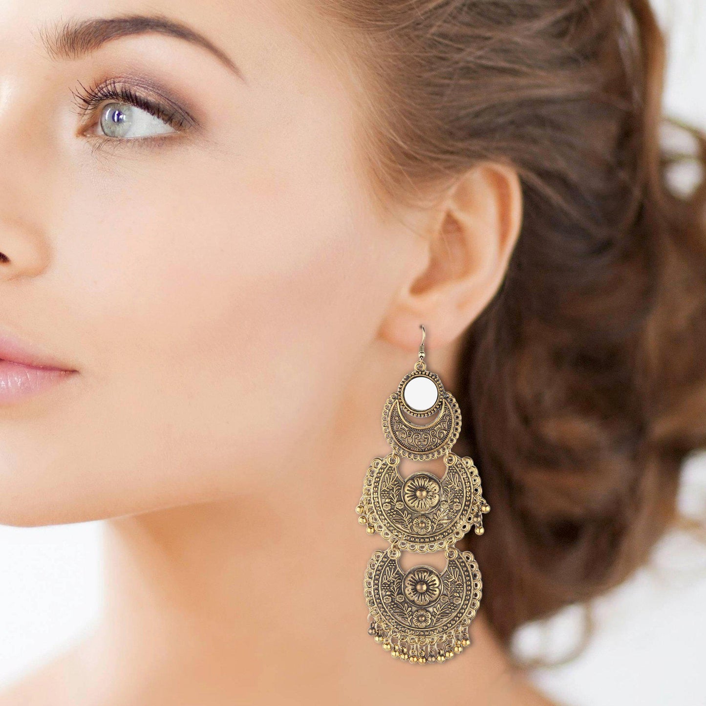Triple Layer Chanbali Style Earrings-Earrings-ONESKYSHOP