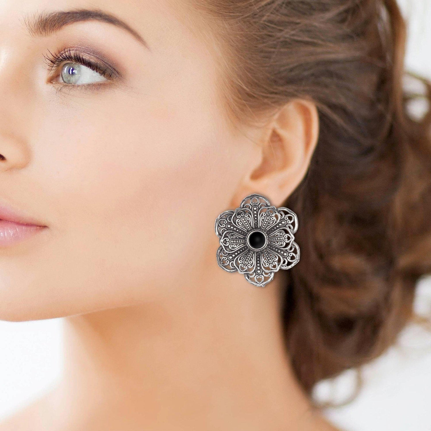 Antique Style Flower Stud-Earrings-ONESKYSHOP