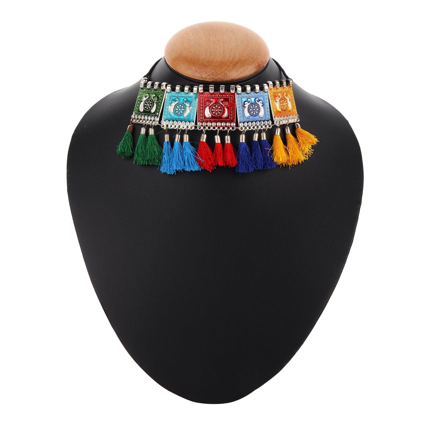 Afghani Colorful Tassel Choker-Necklace-ONESKYSHOP