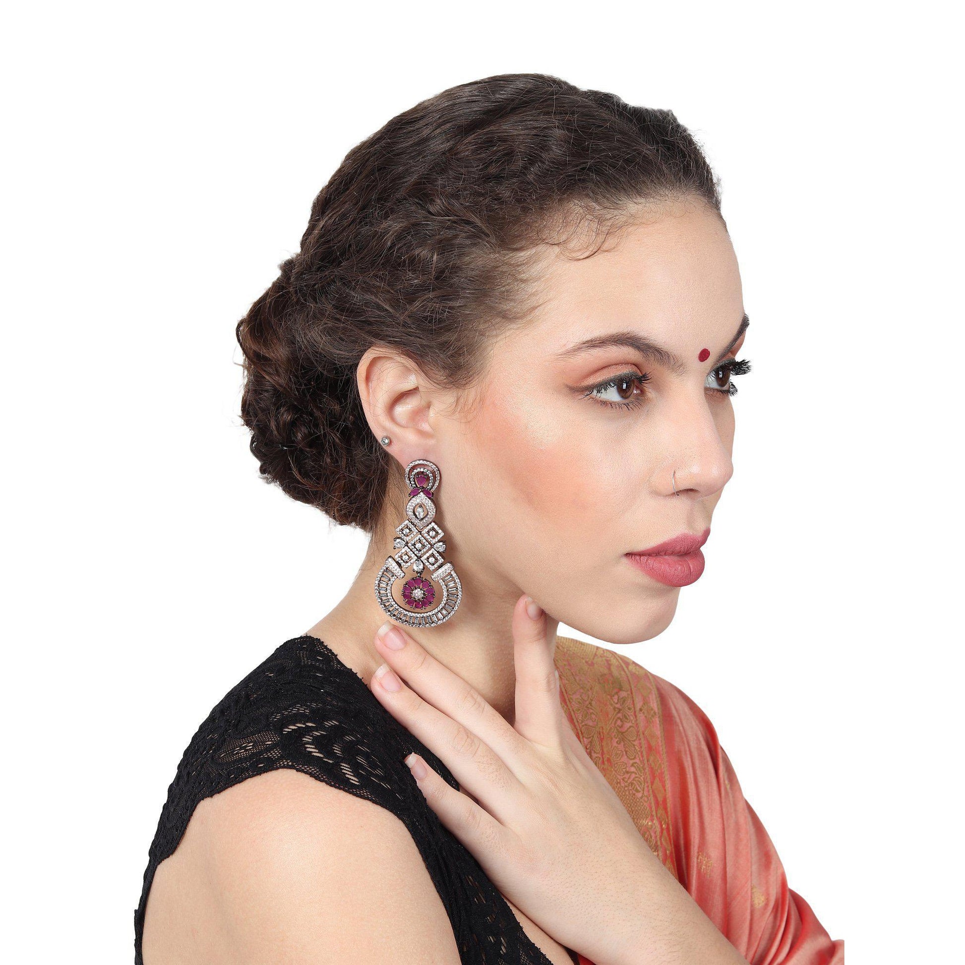 Purple Zircon Diamond Cut Earrings-Earrings-ONESKYSHOP