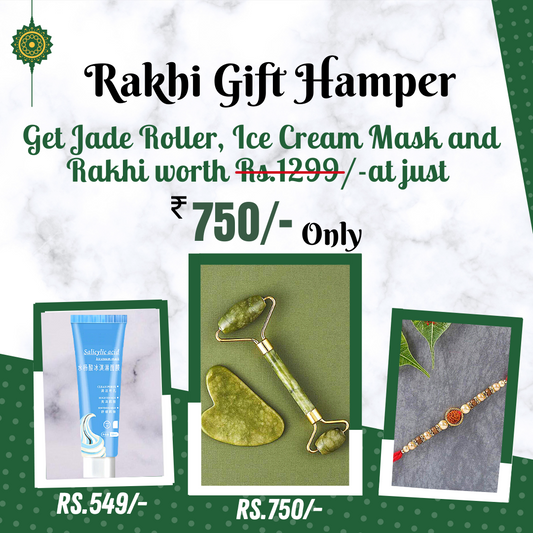 Rakhi Hamper (Jade Roller & Gua Sha Combo + Ice Cream Mask) Free Rakhi