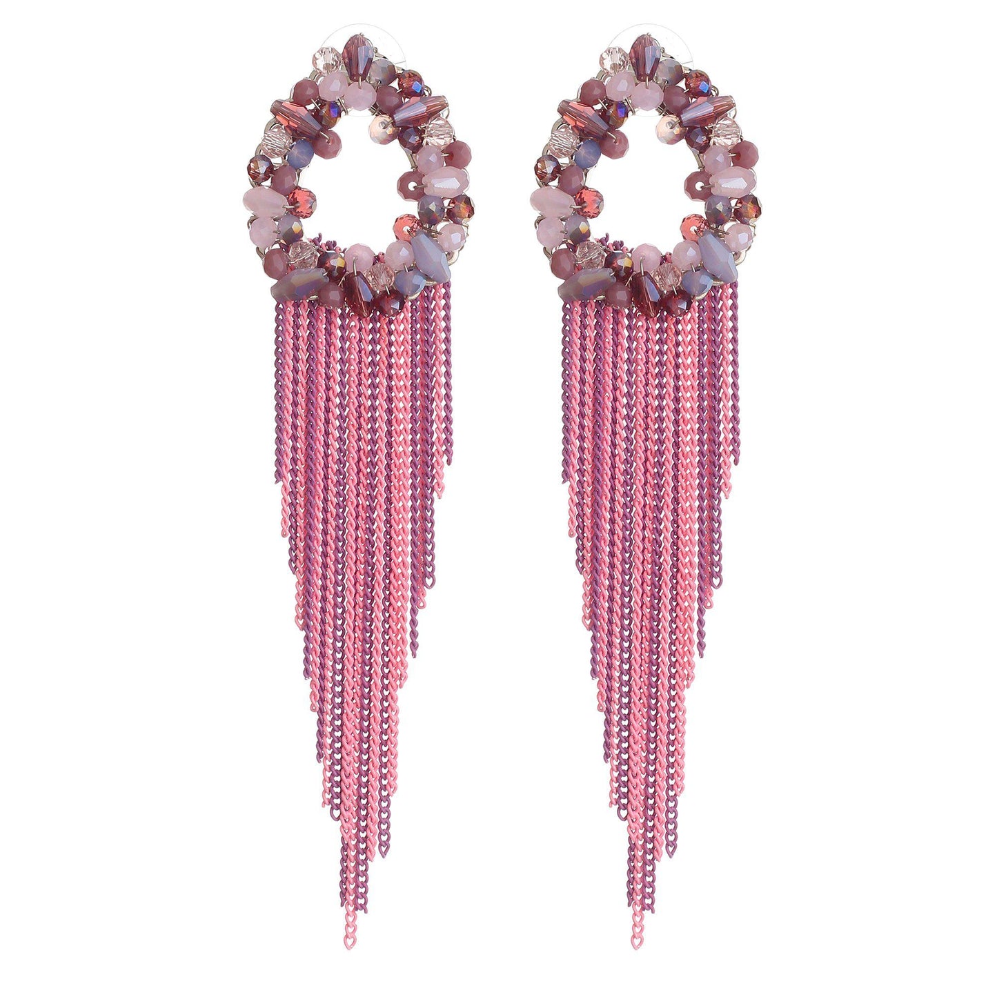 Lavishing Designer Beaded Chain Drop Earrings-Earrings-ONESKYSHOP