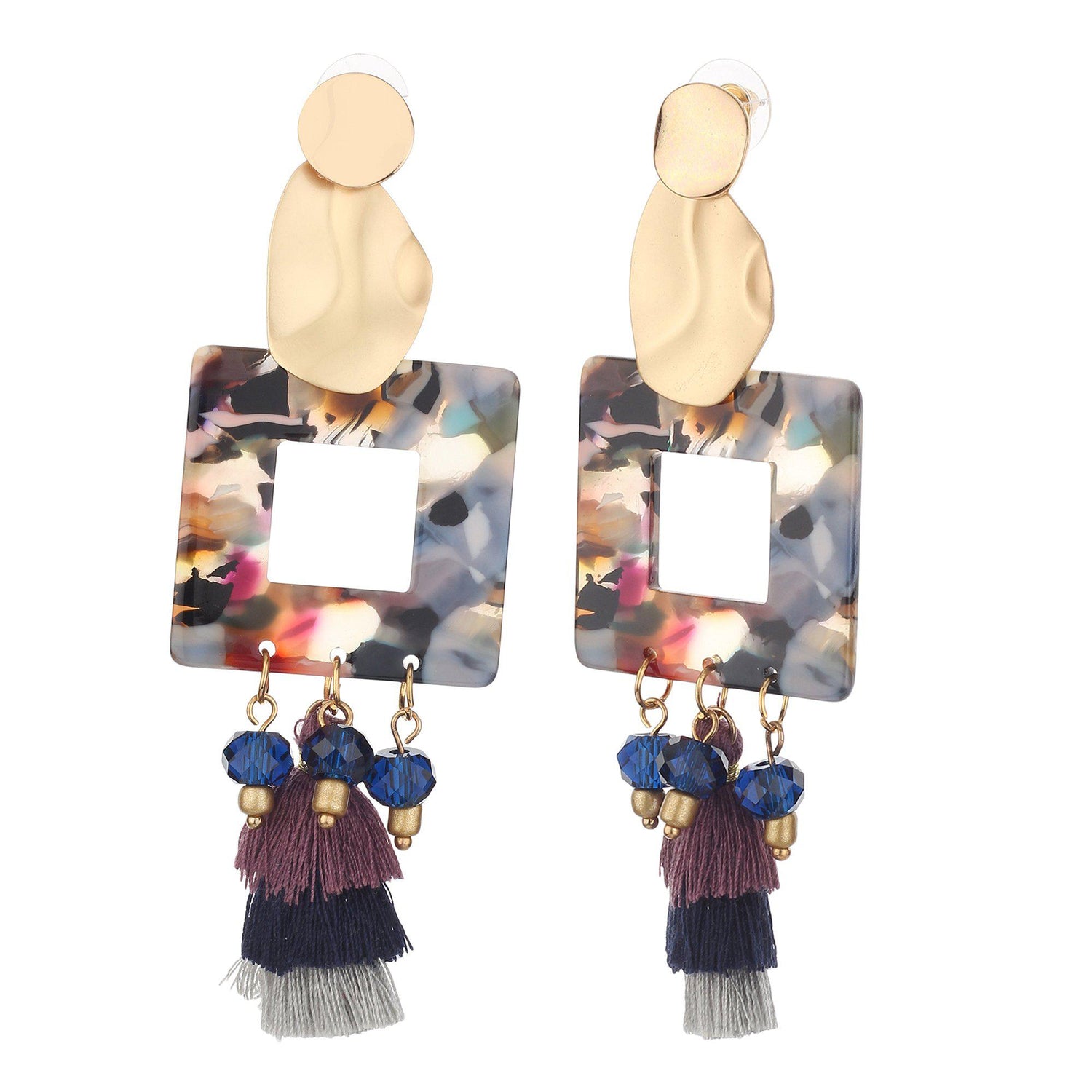 Designer Hanging Square Earrings-Earrings-ONESKYSHOP