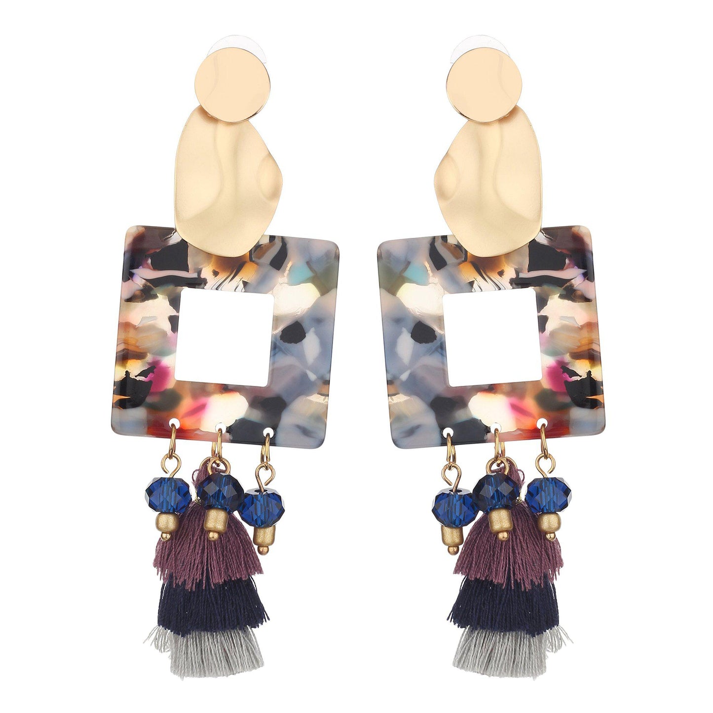 Designer Hanging Square Earrings-Earrings-ONESKYSHOP