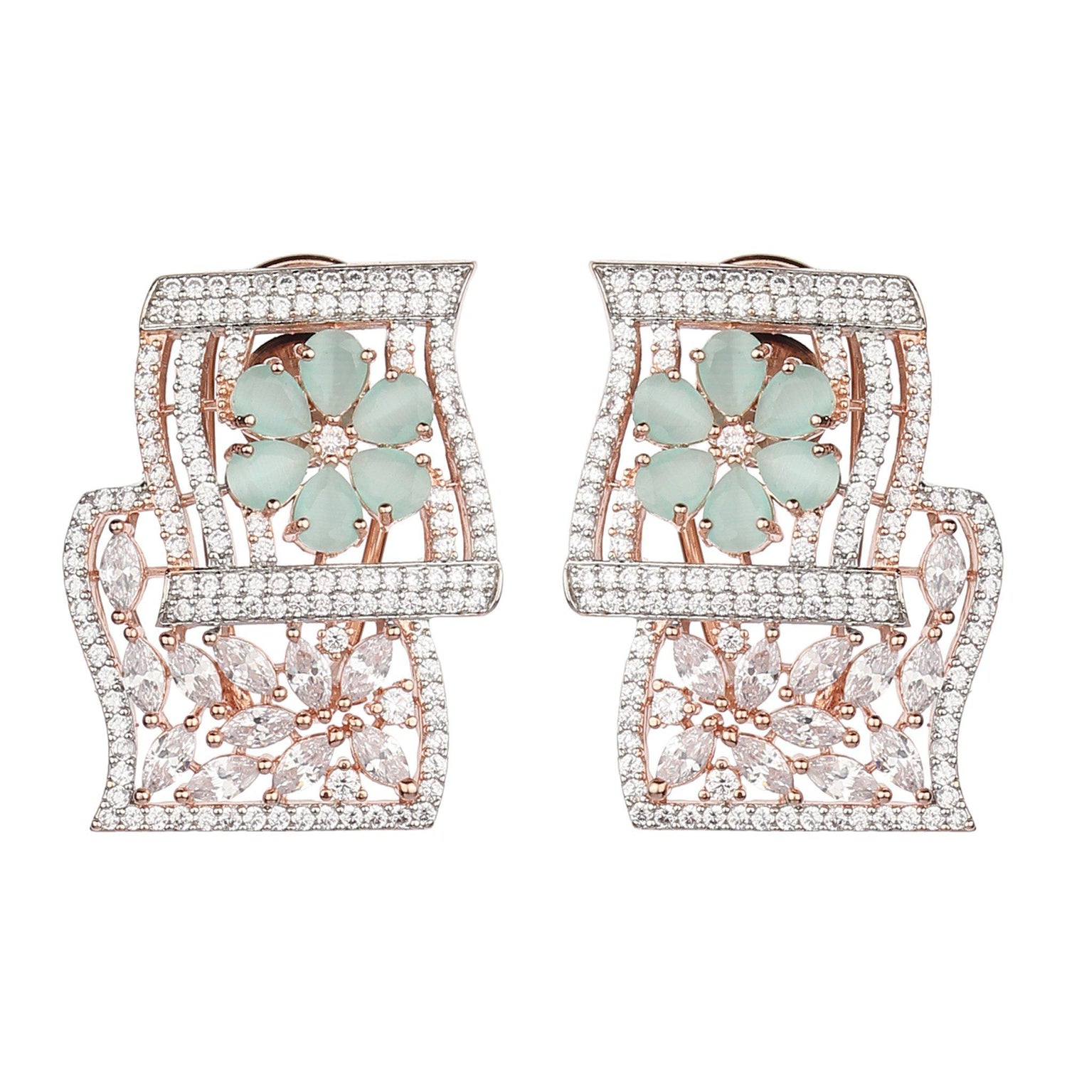Double Square Elegant Studded Earrings-Earrings-ONESKYSHOP