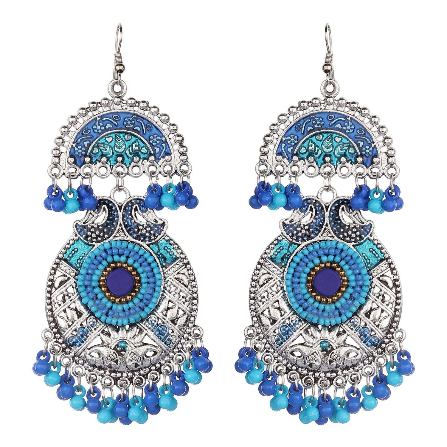 The Boho Meenakri Blue Danglers-Earrings-ONESKYSHOP