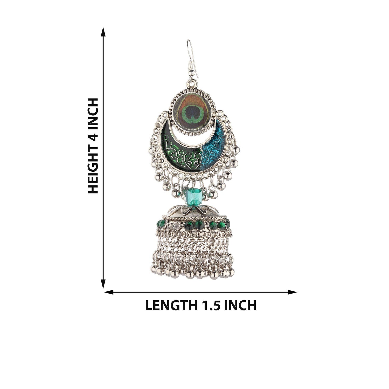 Silver Metal Peacock Feather Jhumki -Earrings-ONESKYSHOP