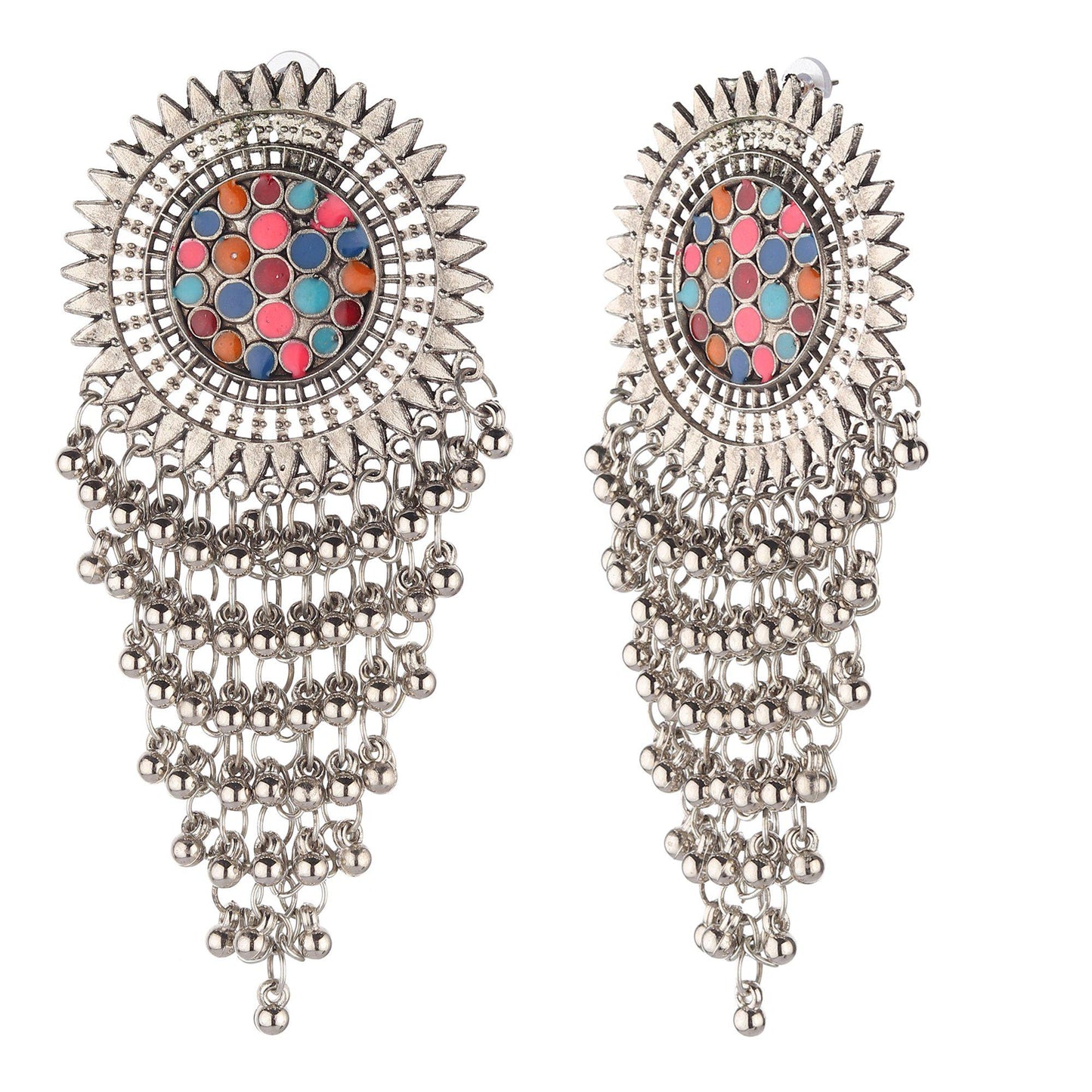 Multi Layered Beaded Jhaalar Danglers-Earrings-ONESKYSHOP