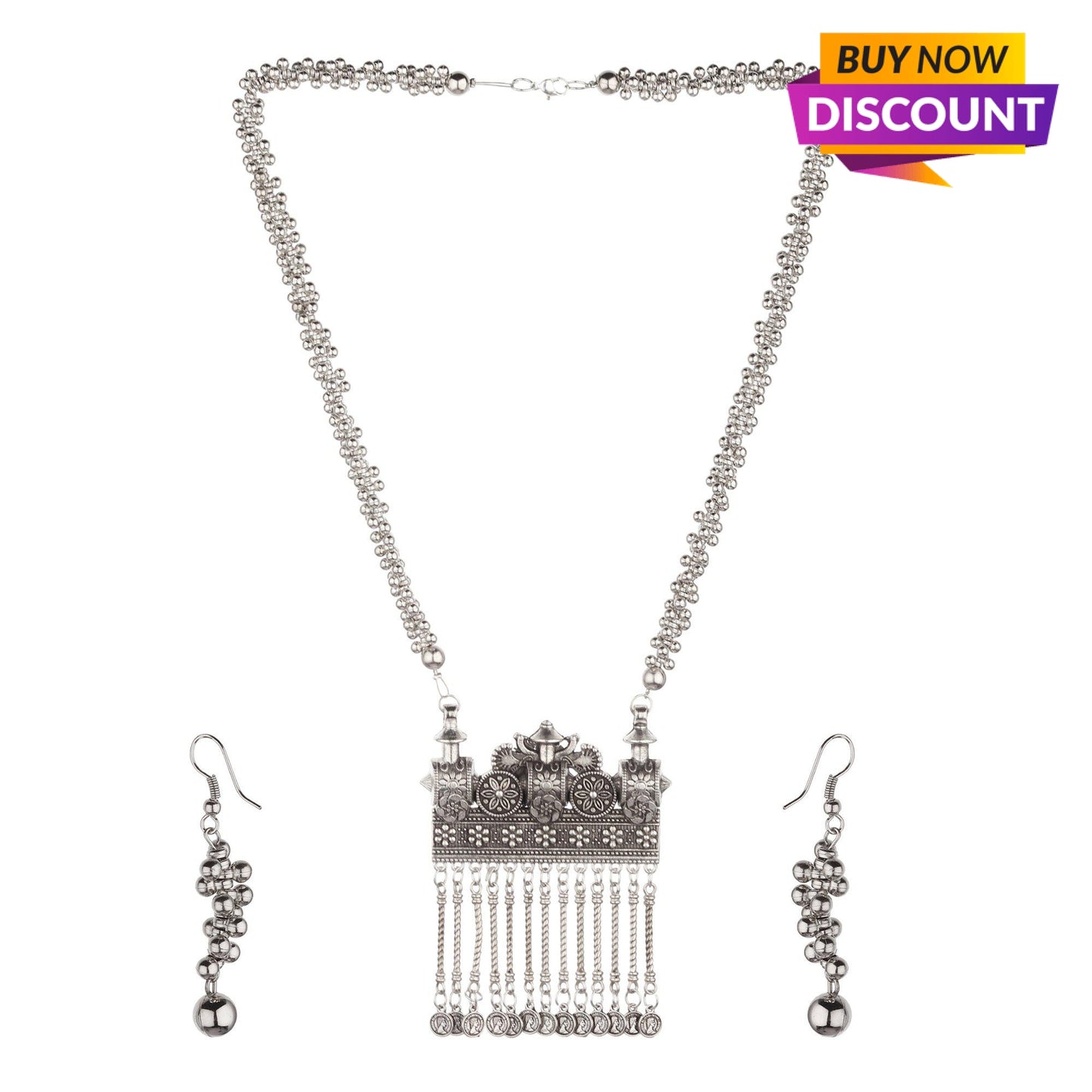 Handicraft Tasseled Oxidised Necklace-Necklace Set-ONESKYSHOP