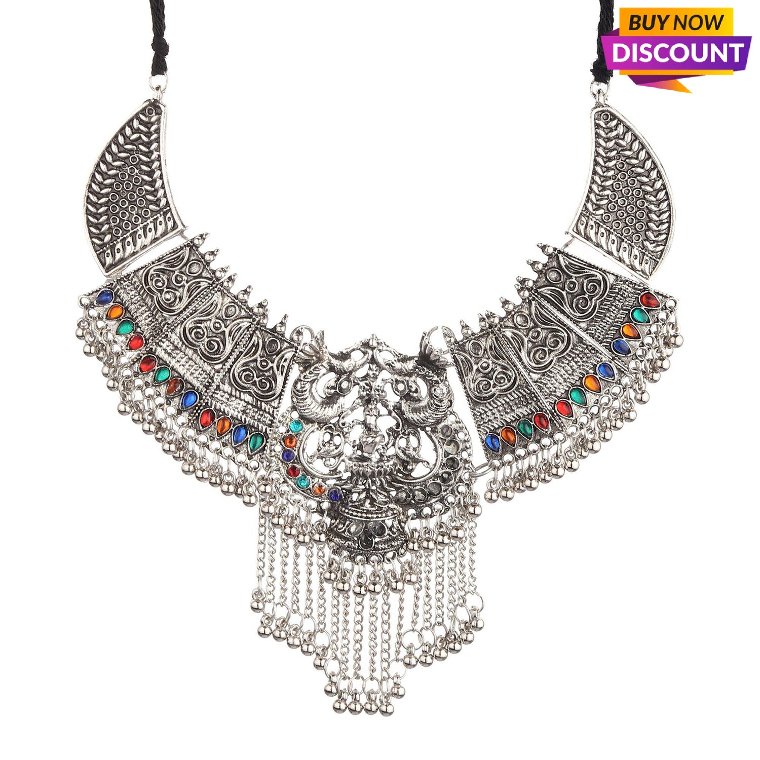Oxidised Silver Choker Necklace Set-Necklace Set-ONESKYSHOP