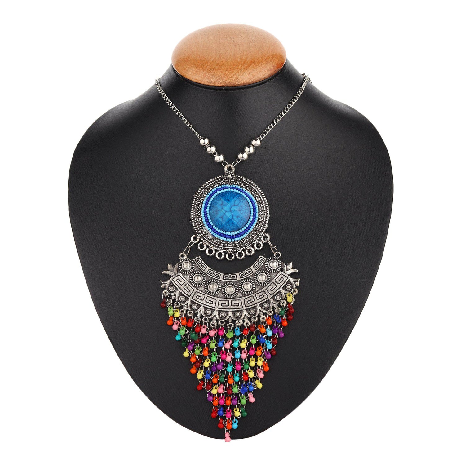 Sun With Chandbali Multicolored Tassel Necklace-Earrings-ONESKYSHOP