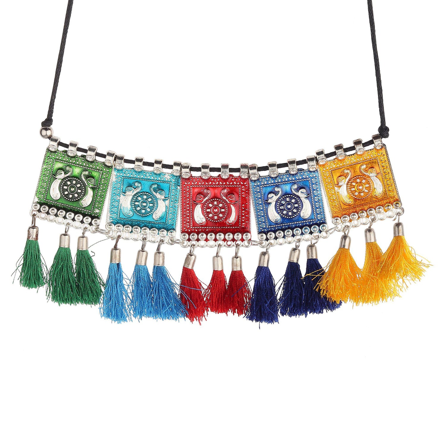 Afghani Colorful Tassel Choker-Necklace-ONESKYSHOP