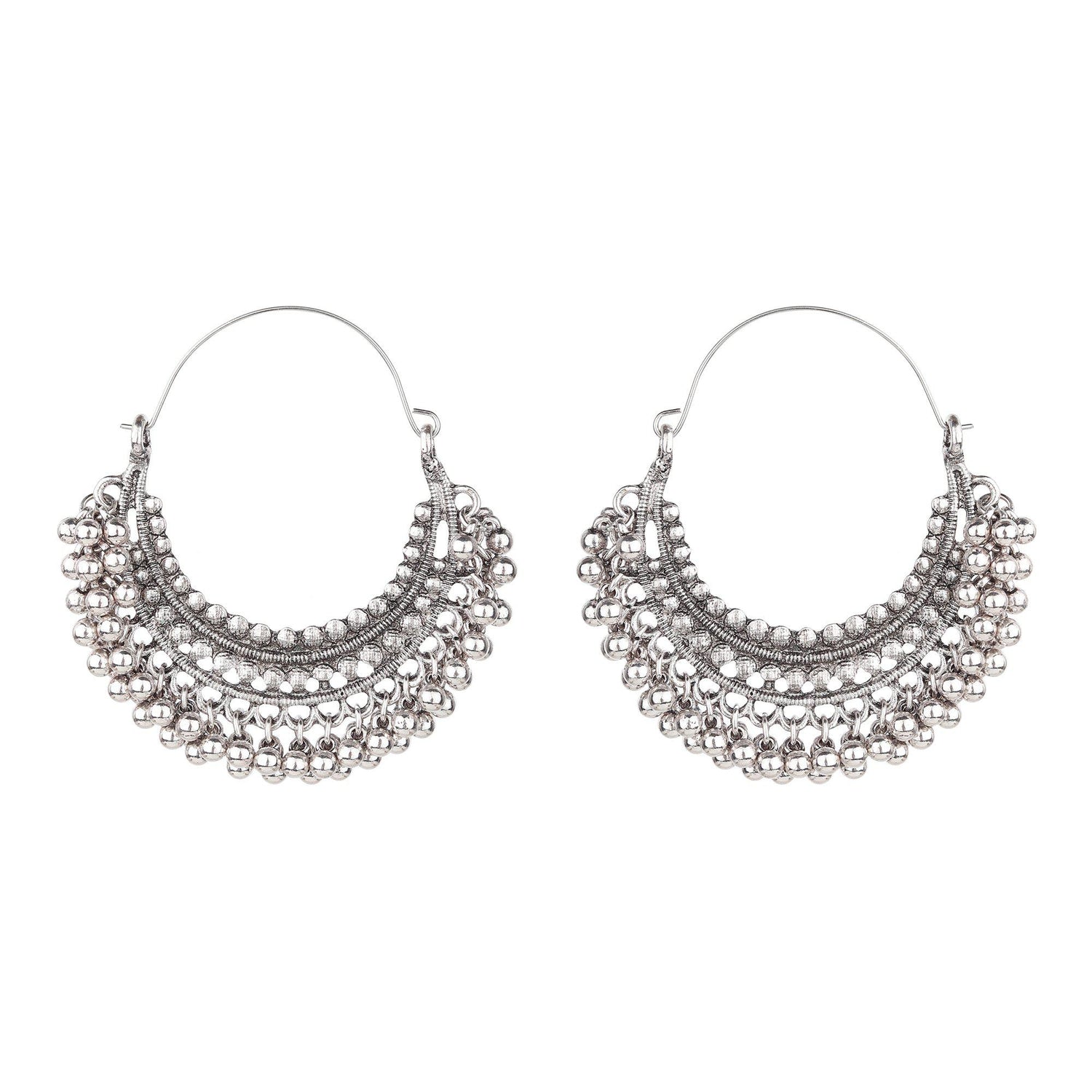 Chandbali Motif Designer Oxidised Earrings-Earrings-ONESKYSHOP