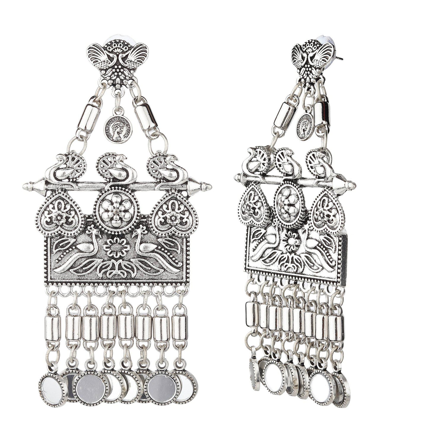 Traditional Wear Designer Oxidised Hanging Earrings-Earrings-ONESKYSHOP
