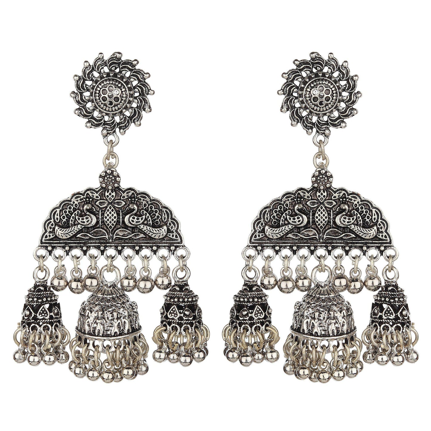 Designer Chandbali Hanging Oxidised Jewellery-Earrings-ONESKYSHOP