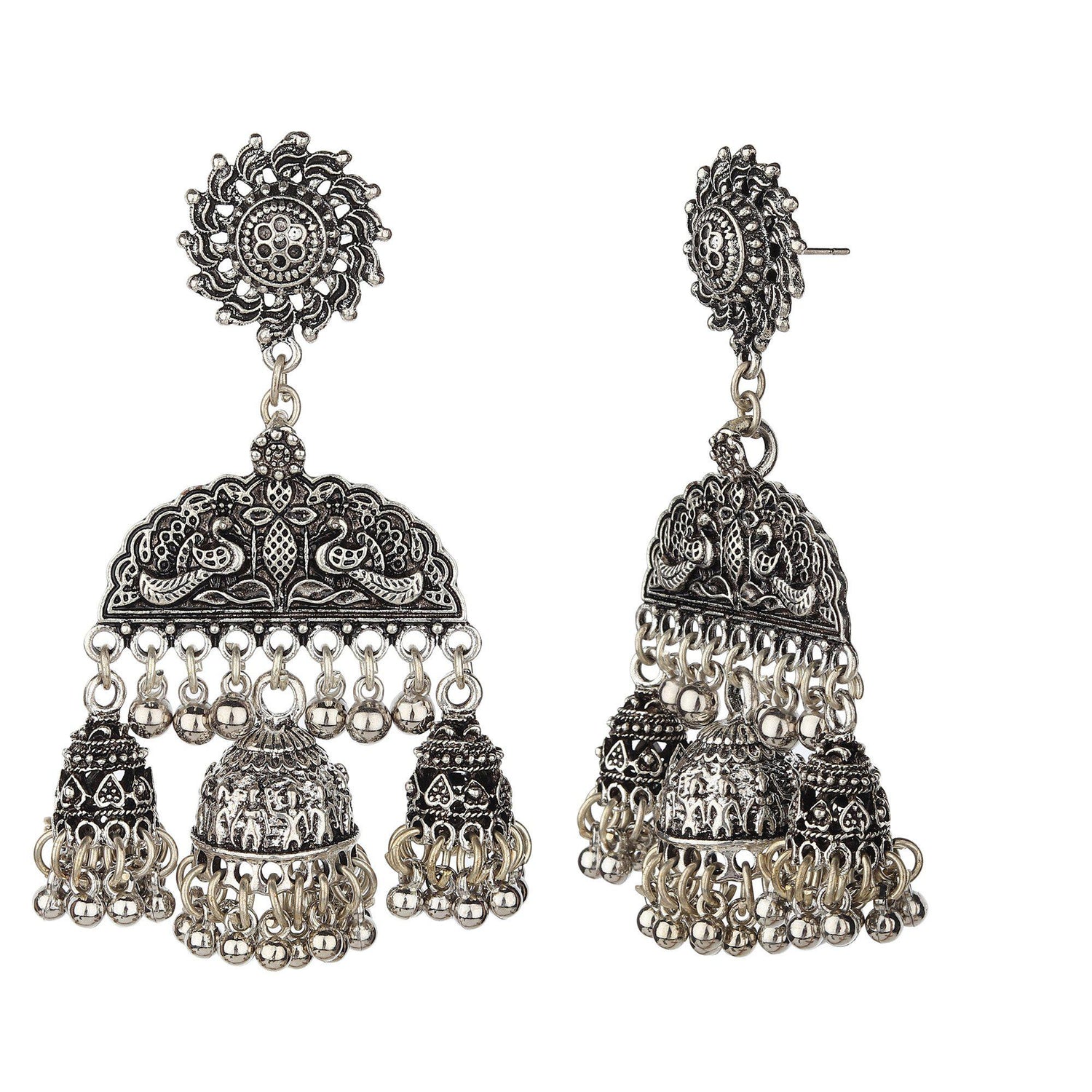 Designer Chandbali Hanging Oxidised Jewellery-Earrings-ONESKYSHOP