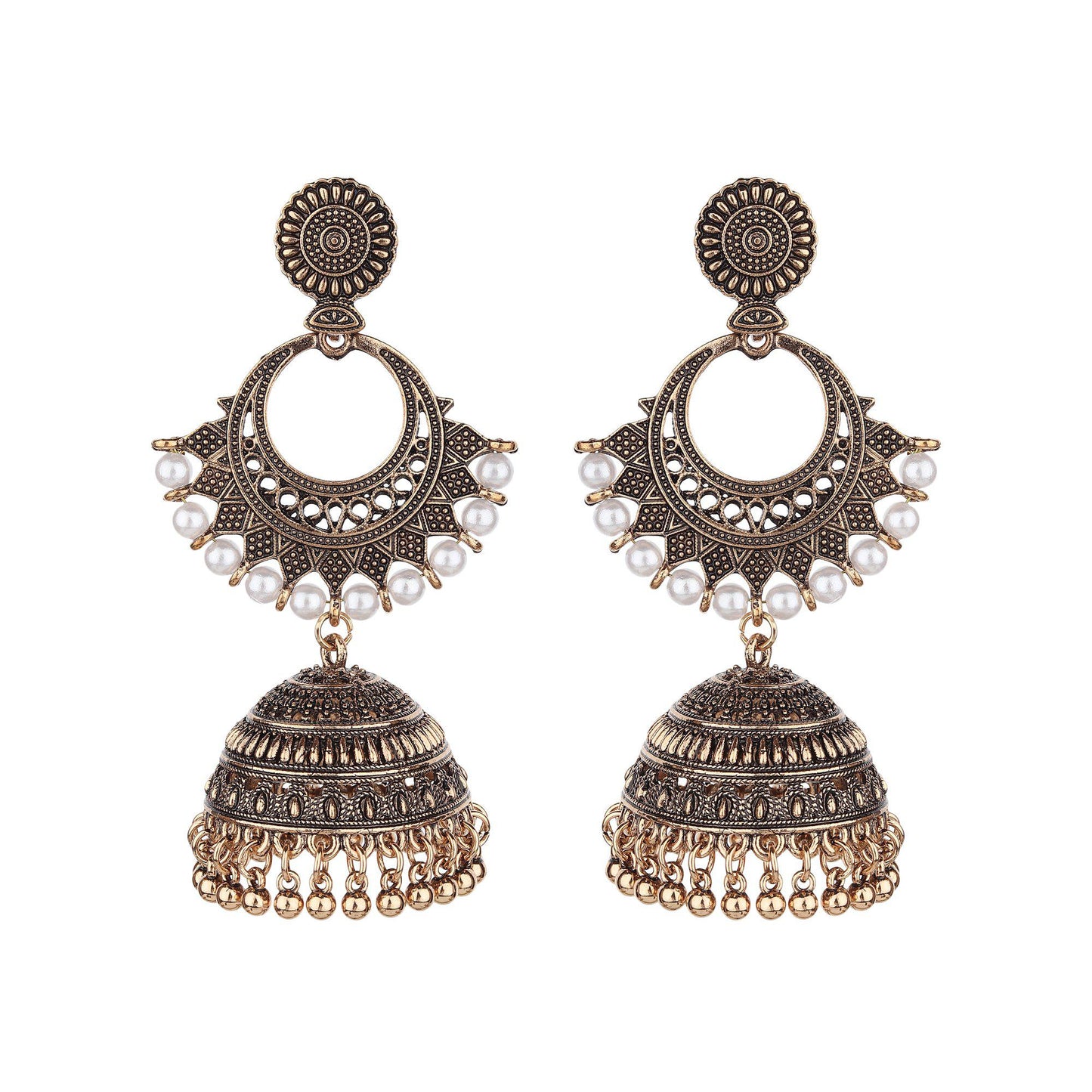 Designer Chandbali Dome Shape Jhumkis-Earrings-ONESKYSHOP