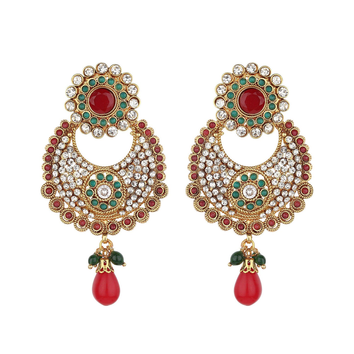 Chandbali Studded Designer Polki Earrings-Earrings-ONESKYSHOP