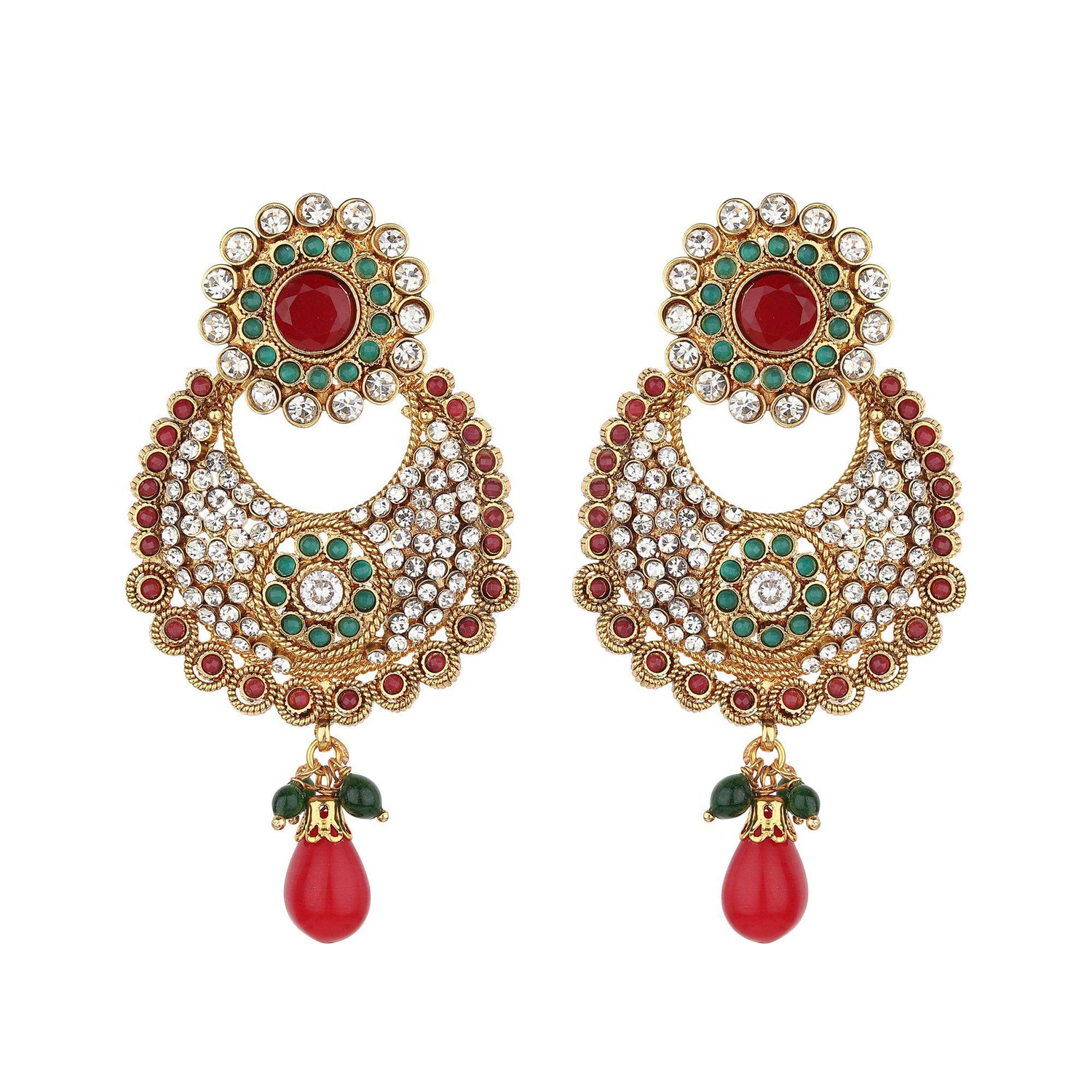 Chandbali Studded Designer Polki Earrings-Earrings-ONESKYSHOP