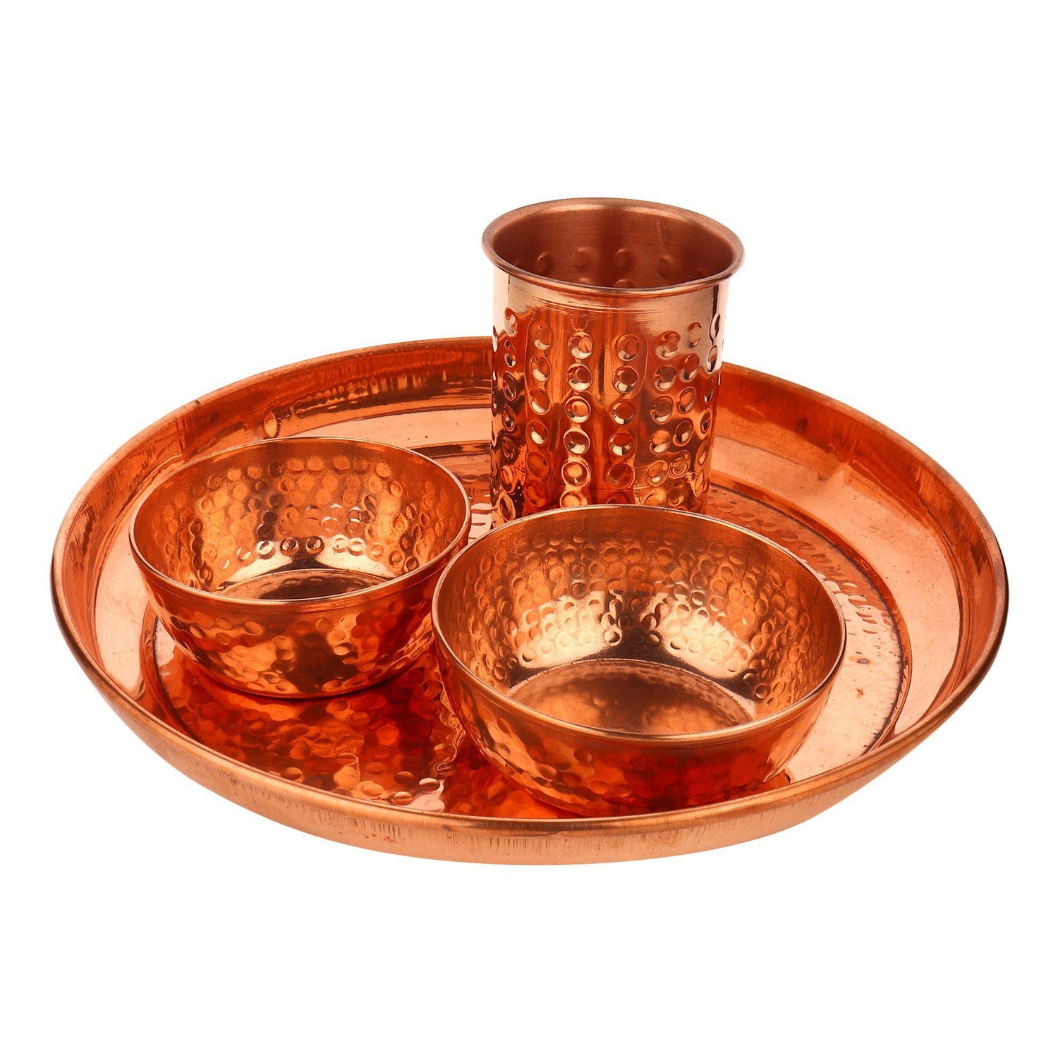 Hammered Design Copper Thali Set-Copper Thali Set-ONESKYSHOP