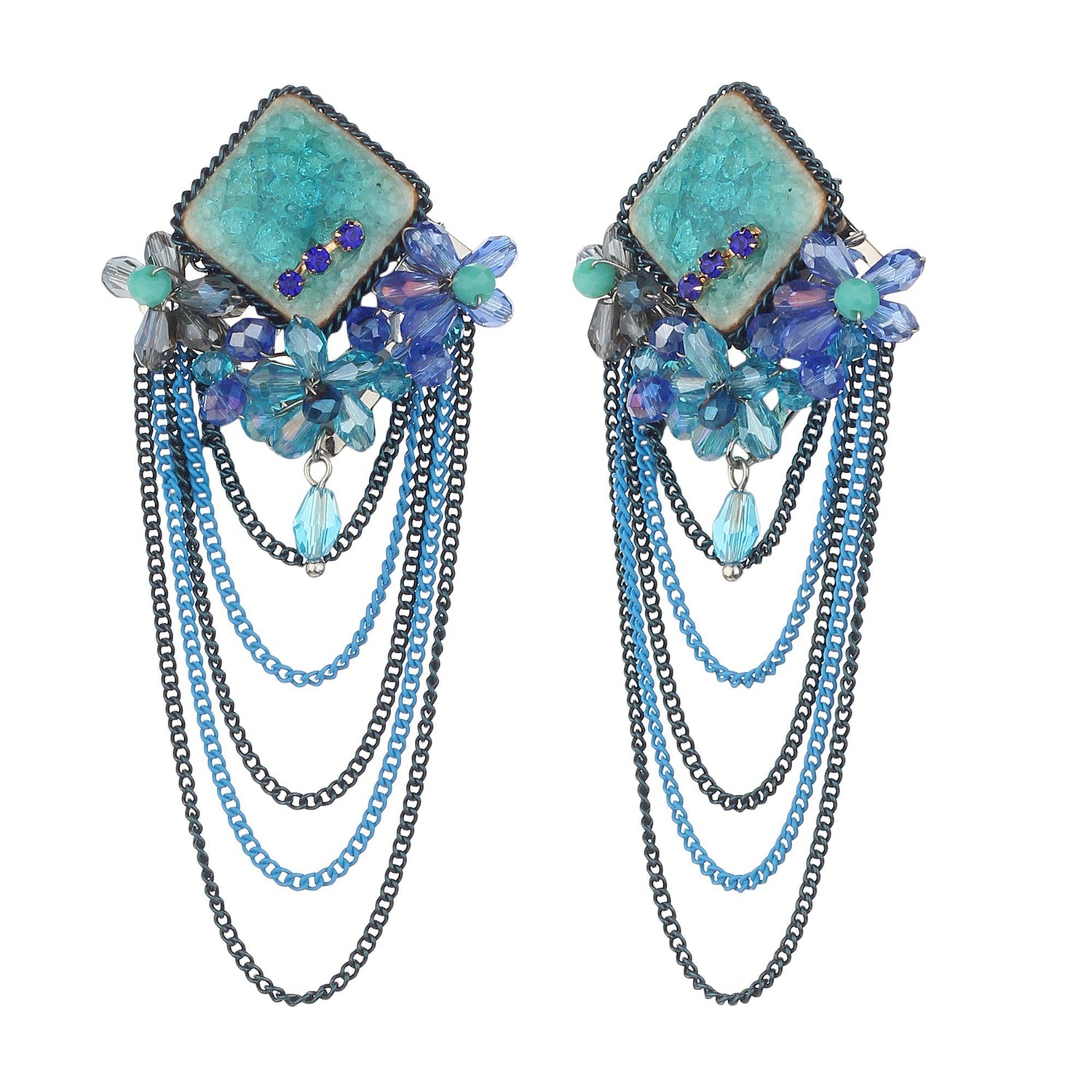 Designer Emerald Tassel Earrings-Earrings-ONESKYSHOP