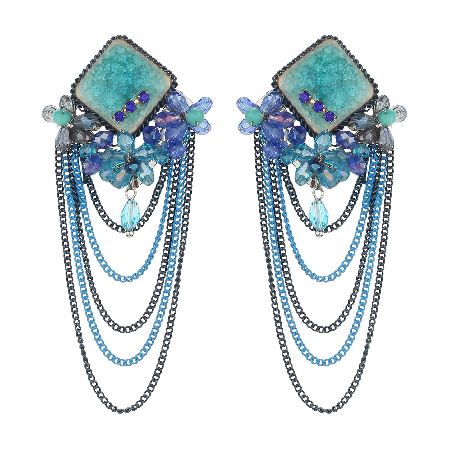 Designer Emerald Tassel Earrings-Earrings-ONESKYSHOP