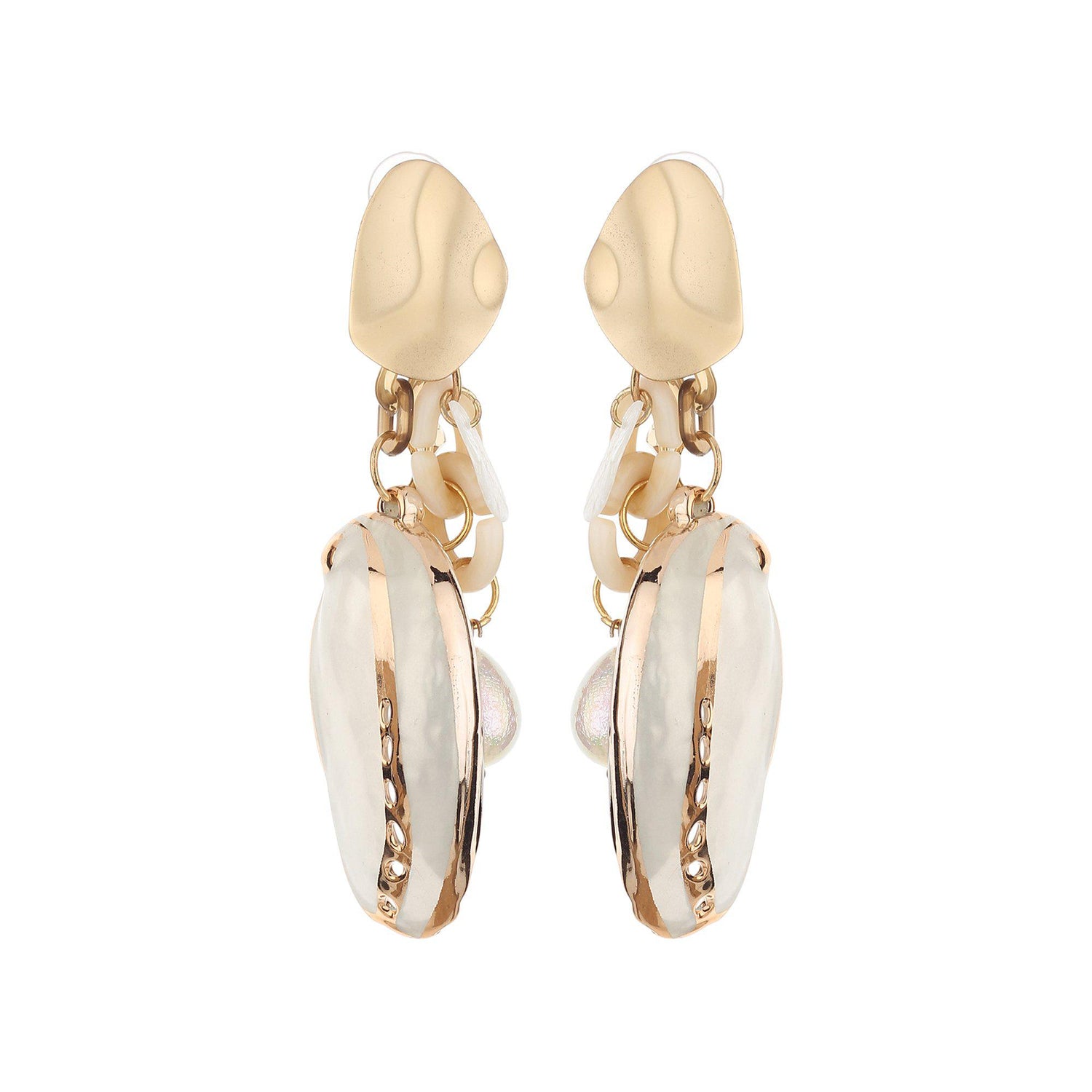 Crystal Pearl & Metal Dangler Earrings-Earrings-ONESKYSHOP