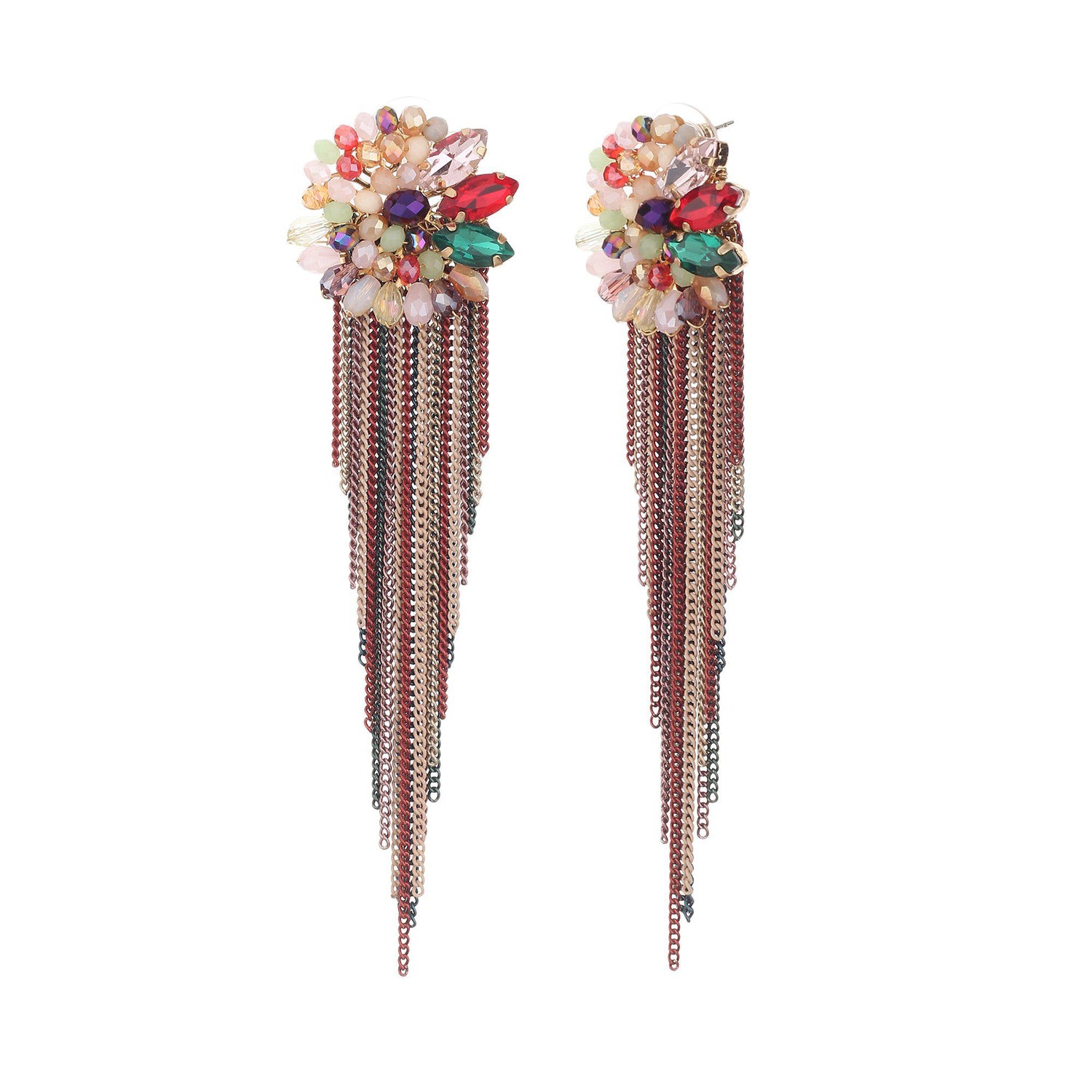 Korean Floral Chain Drop Designer Earrings-Earrings-ONESKYSHOP