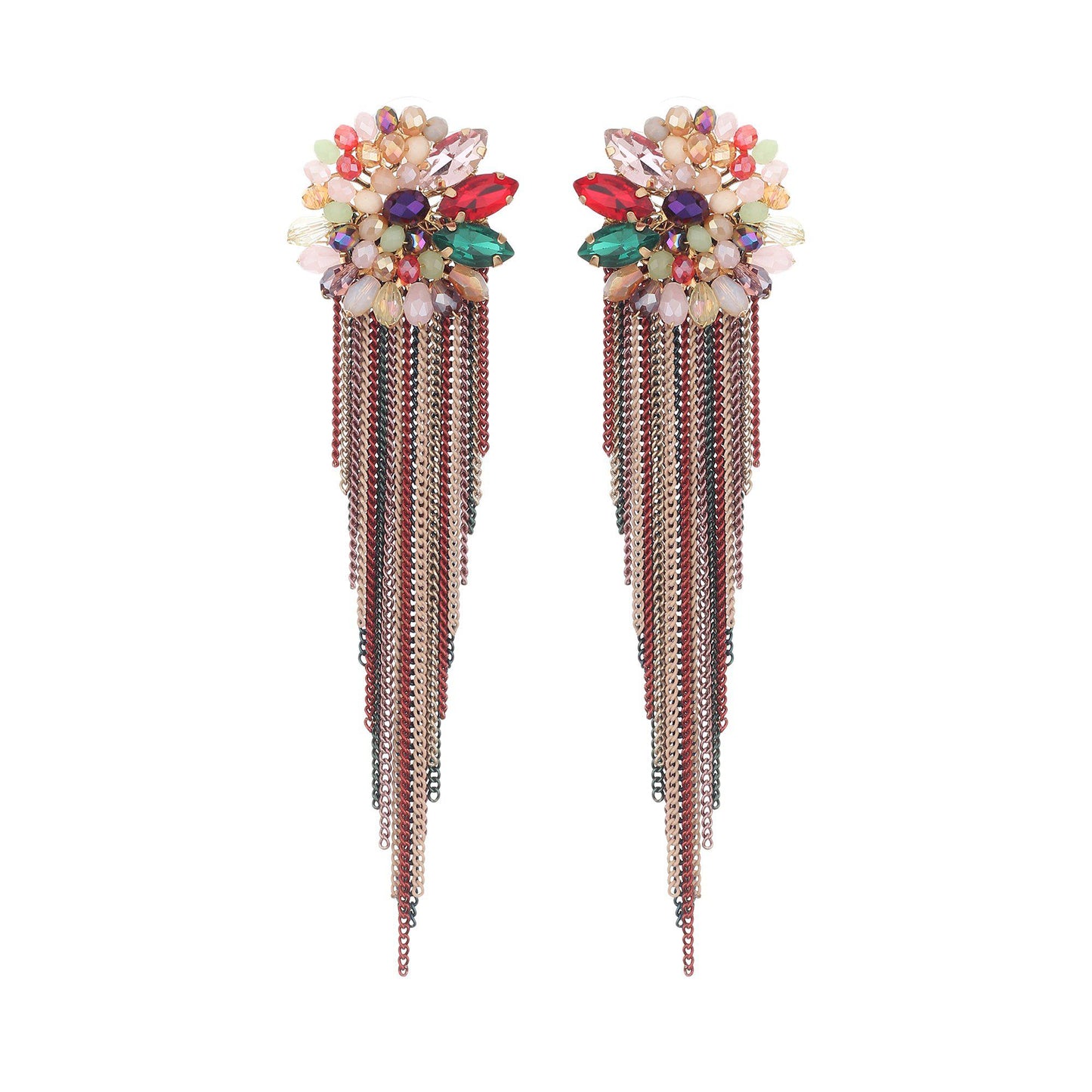 Korean Floral Chain Drop Designer Earrings-Earrings-ONESKYSHOP