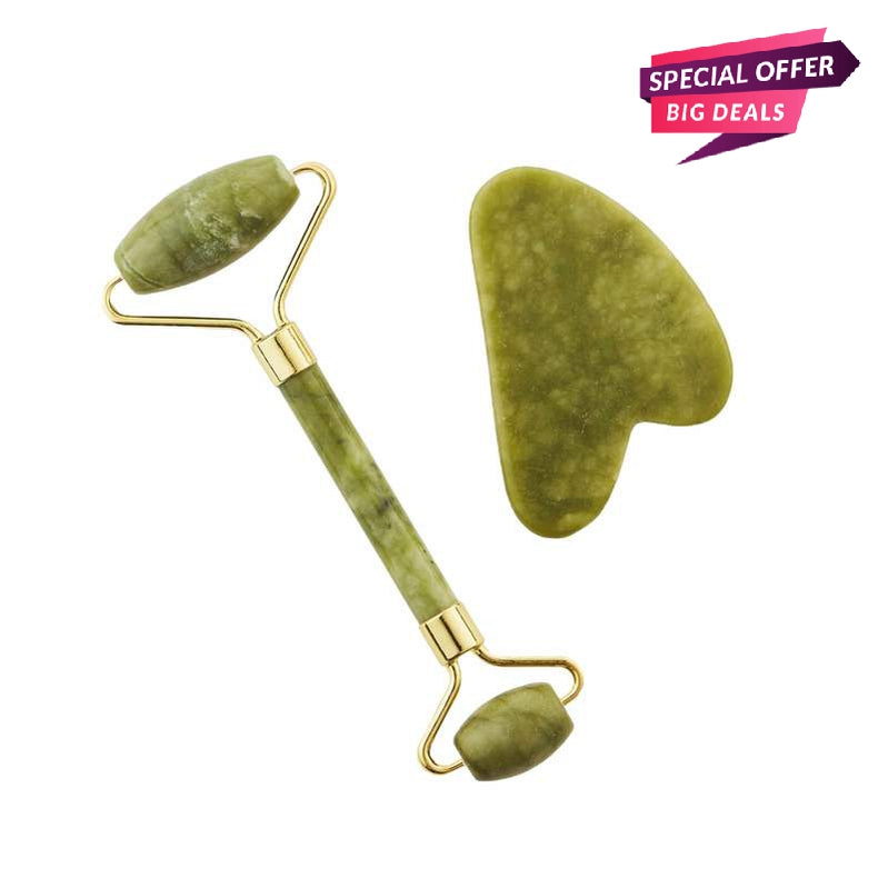 Jade Crystal Face Roller & Gua Sha Combo With Certificate